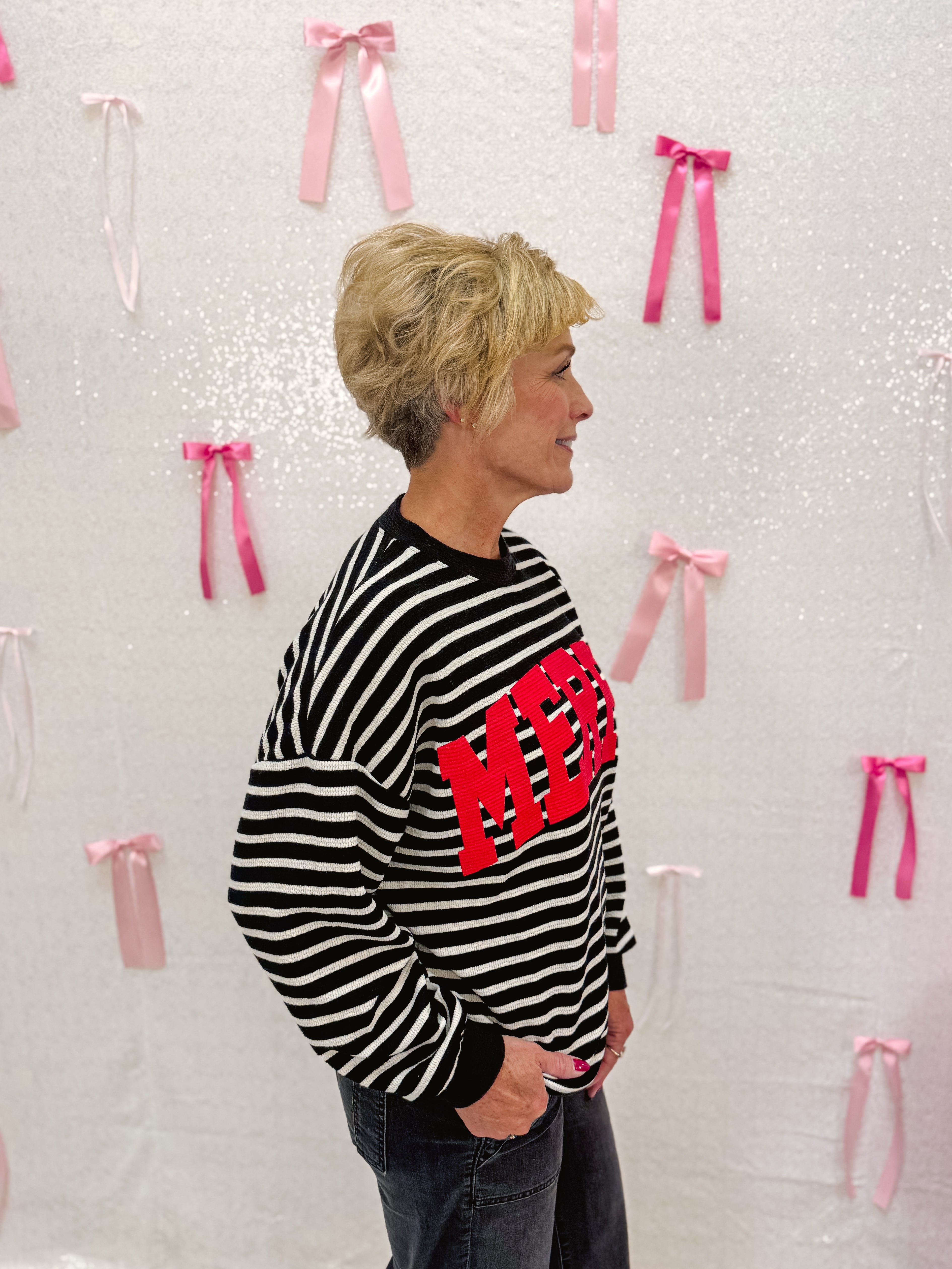 Merry Stripe Graphic Sweatshirt