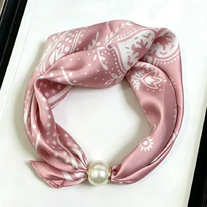 Pearl Magnetic Clasp Satin Scarf