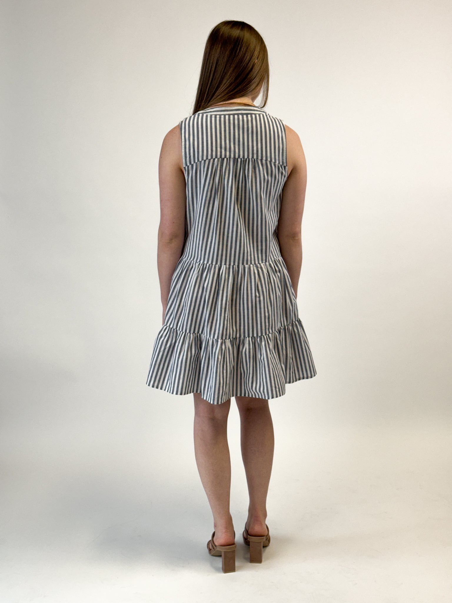 Cotton Stripe Dress - Navy