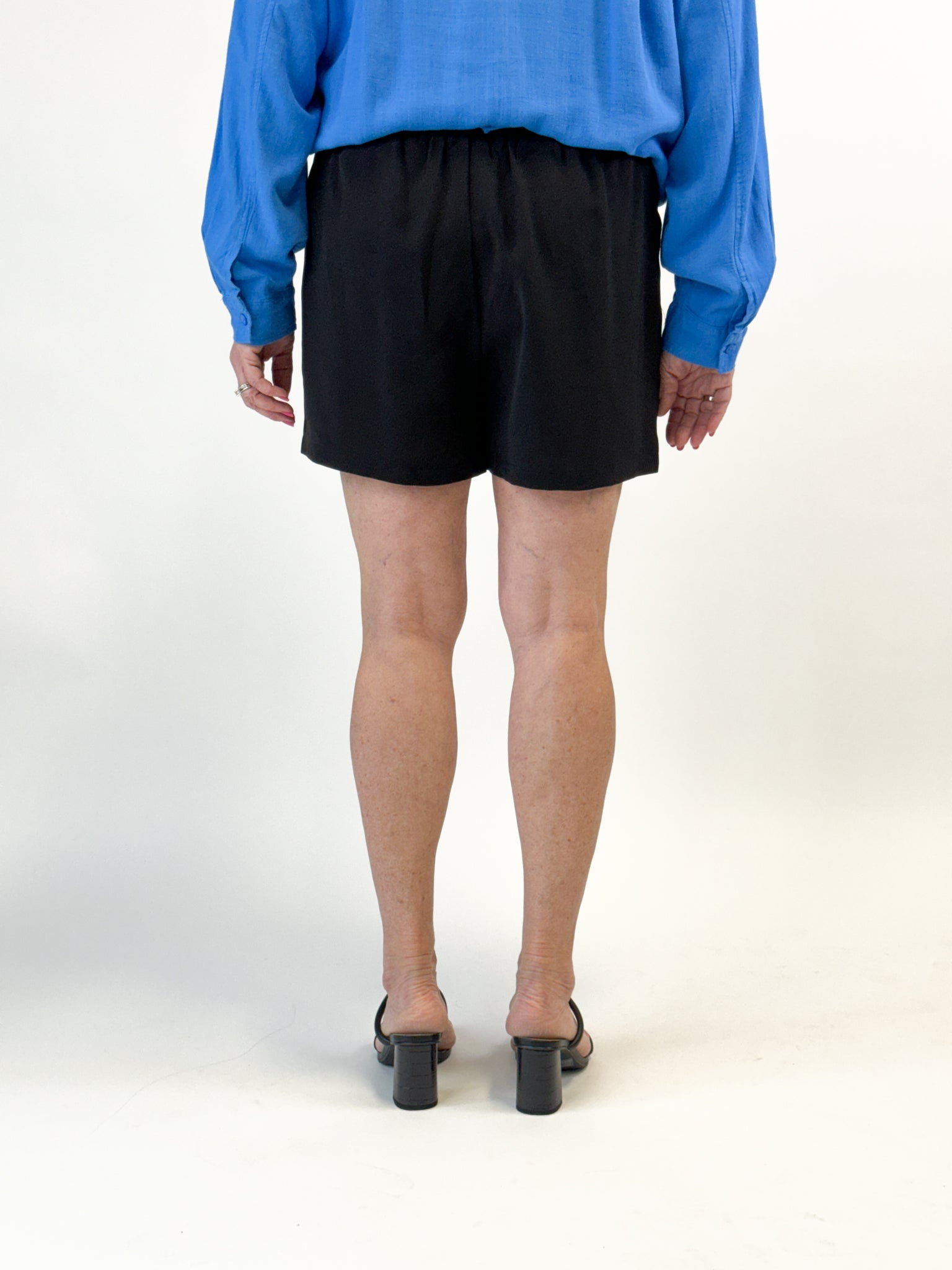 Front Pleated Dress Shorts - Black