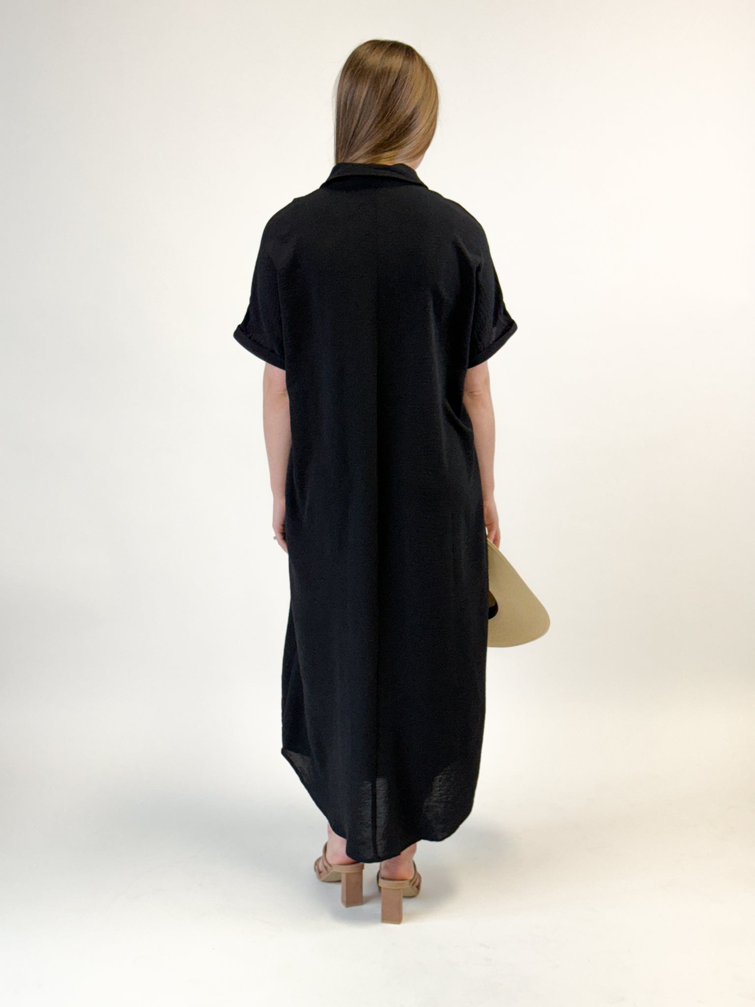 Airflow Dolman Short Sleeve Maxi Shirt Dress