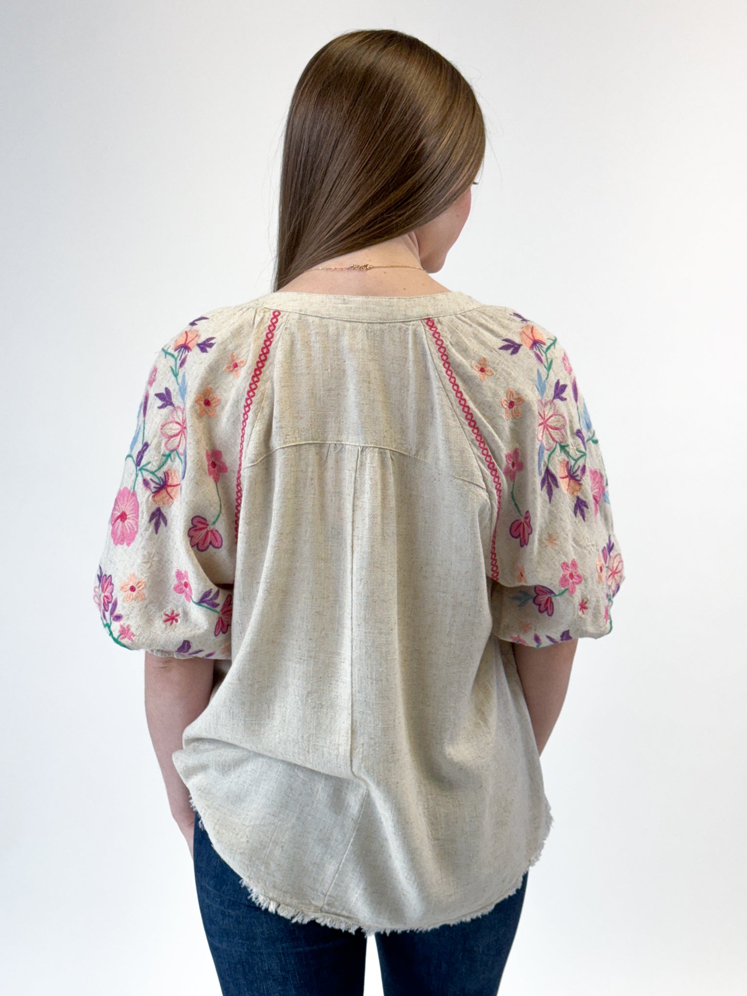 Embroidery Top - Oatmeal