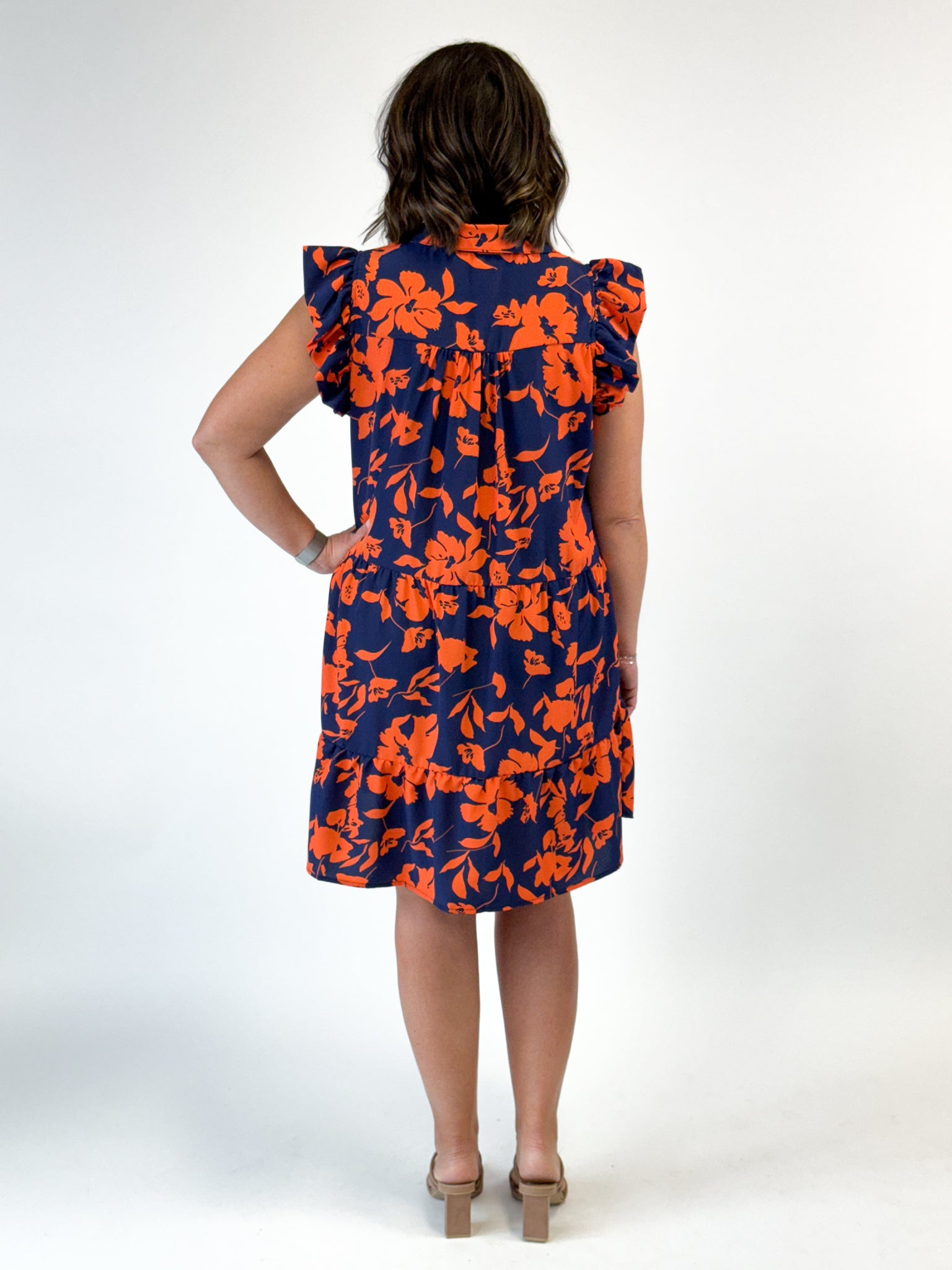 Print Collared Tiered Dress