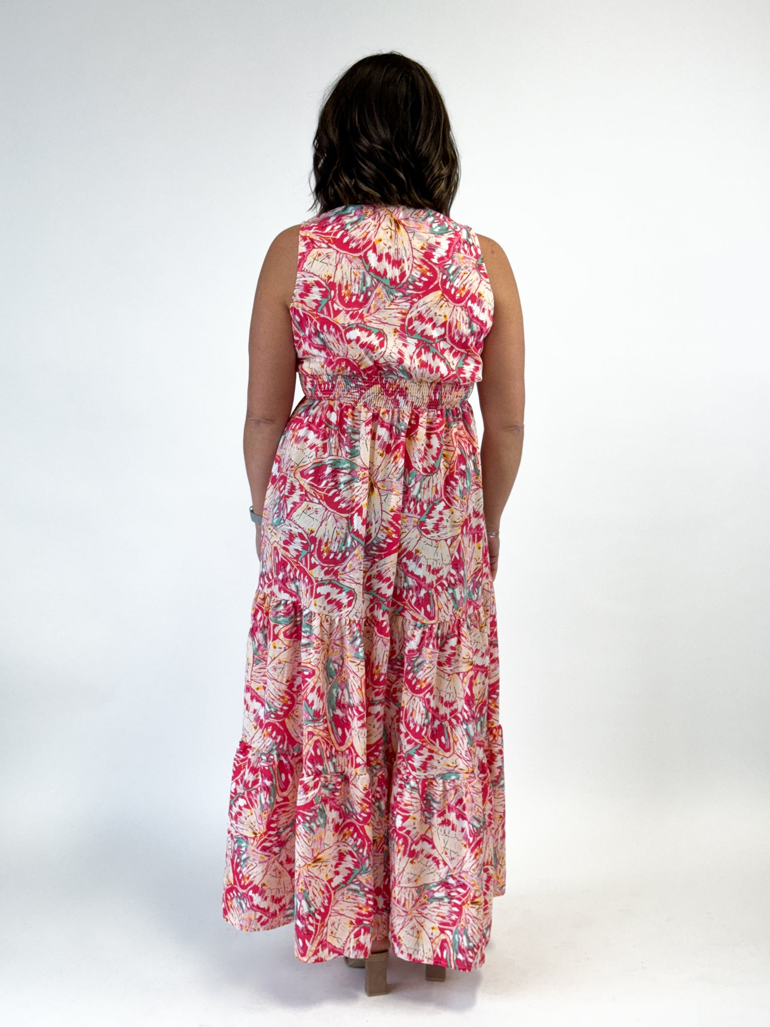 Multicolor Butterfly Print Maxi Dress