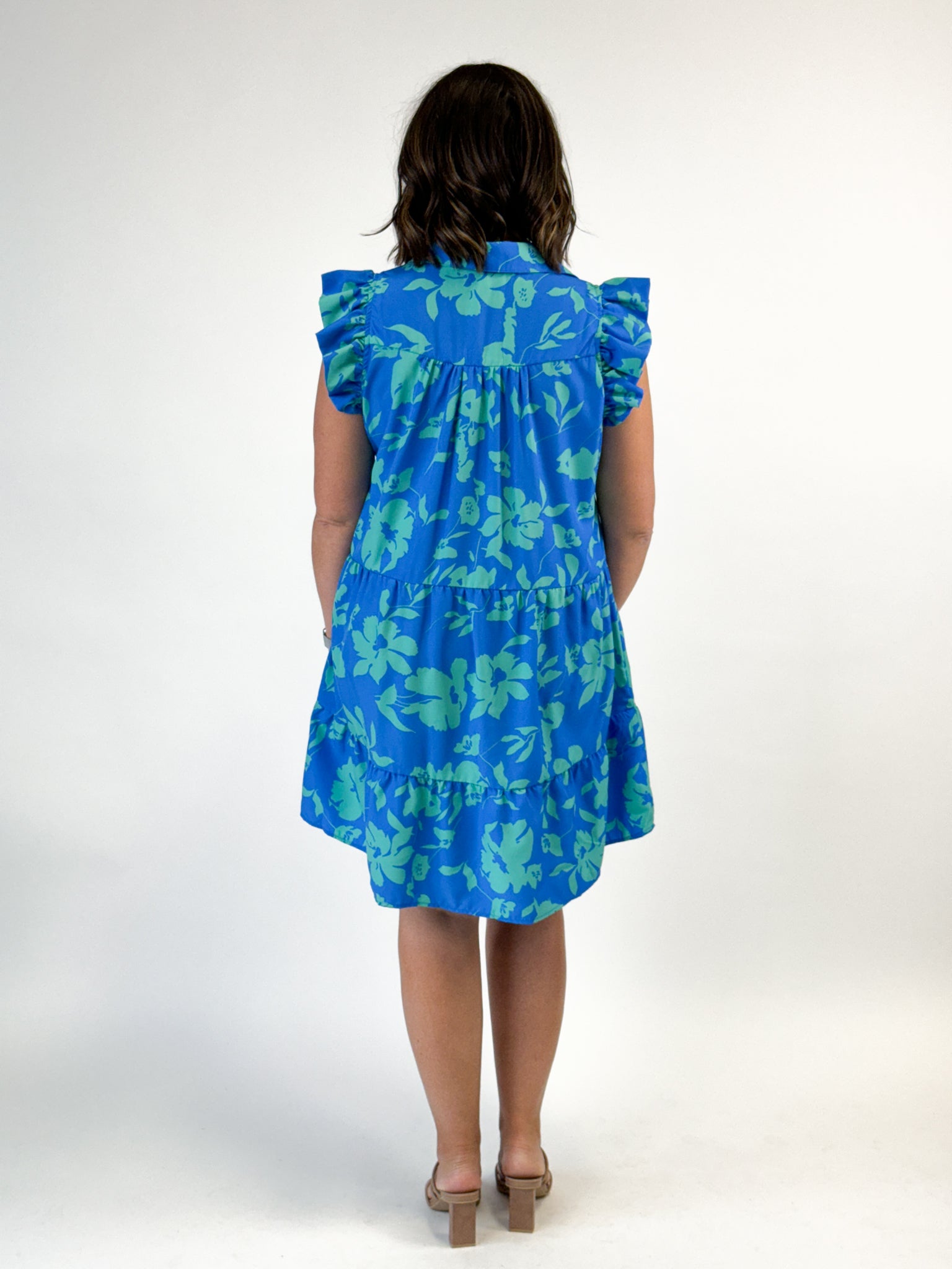 Print Collared Tiered Dress