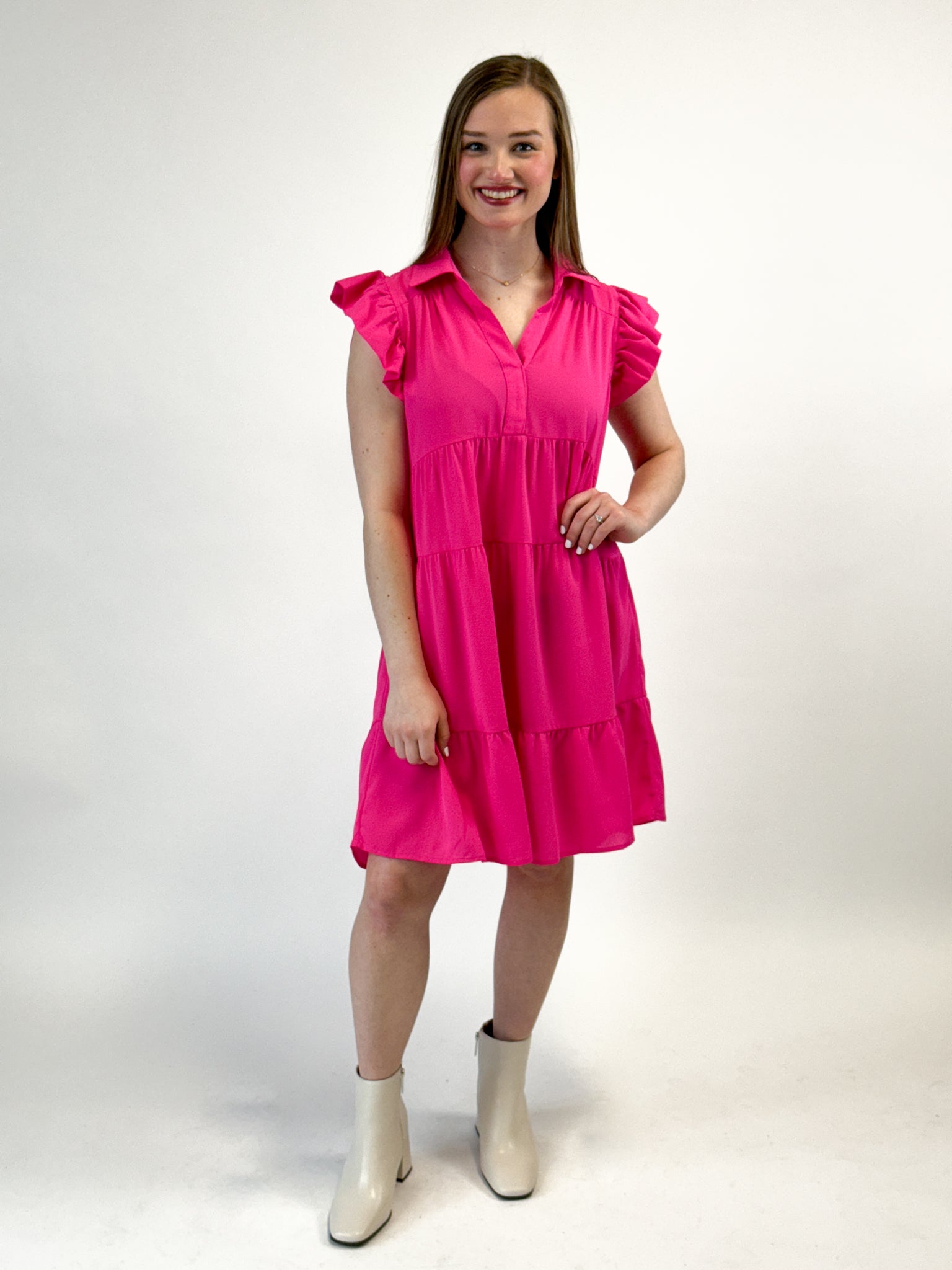 Hot Pink Tiered Dress