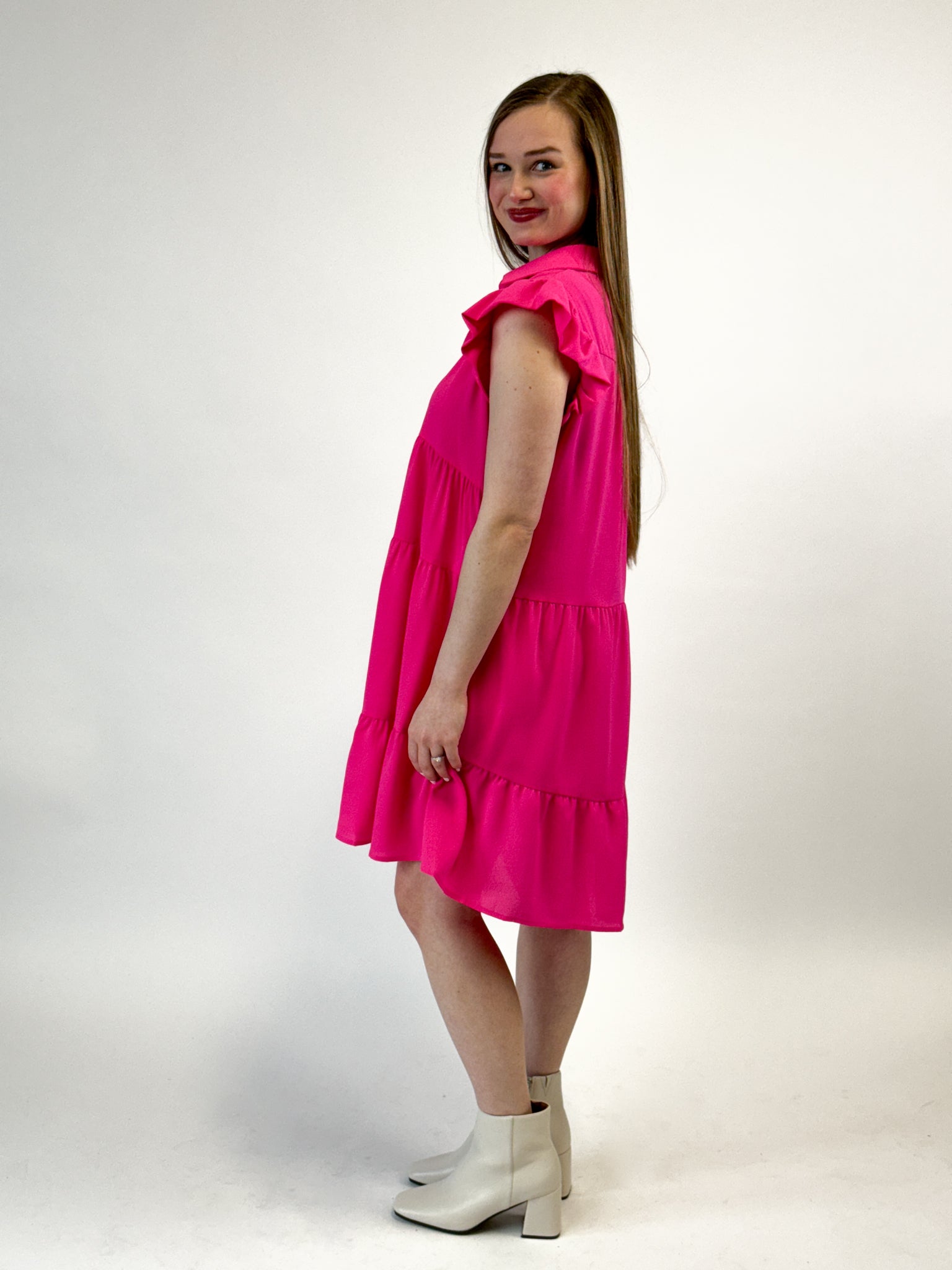 Hot Pink Tiered Dress