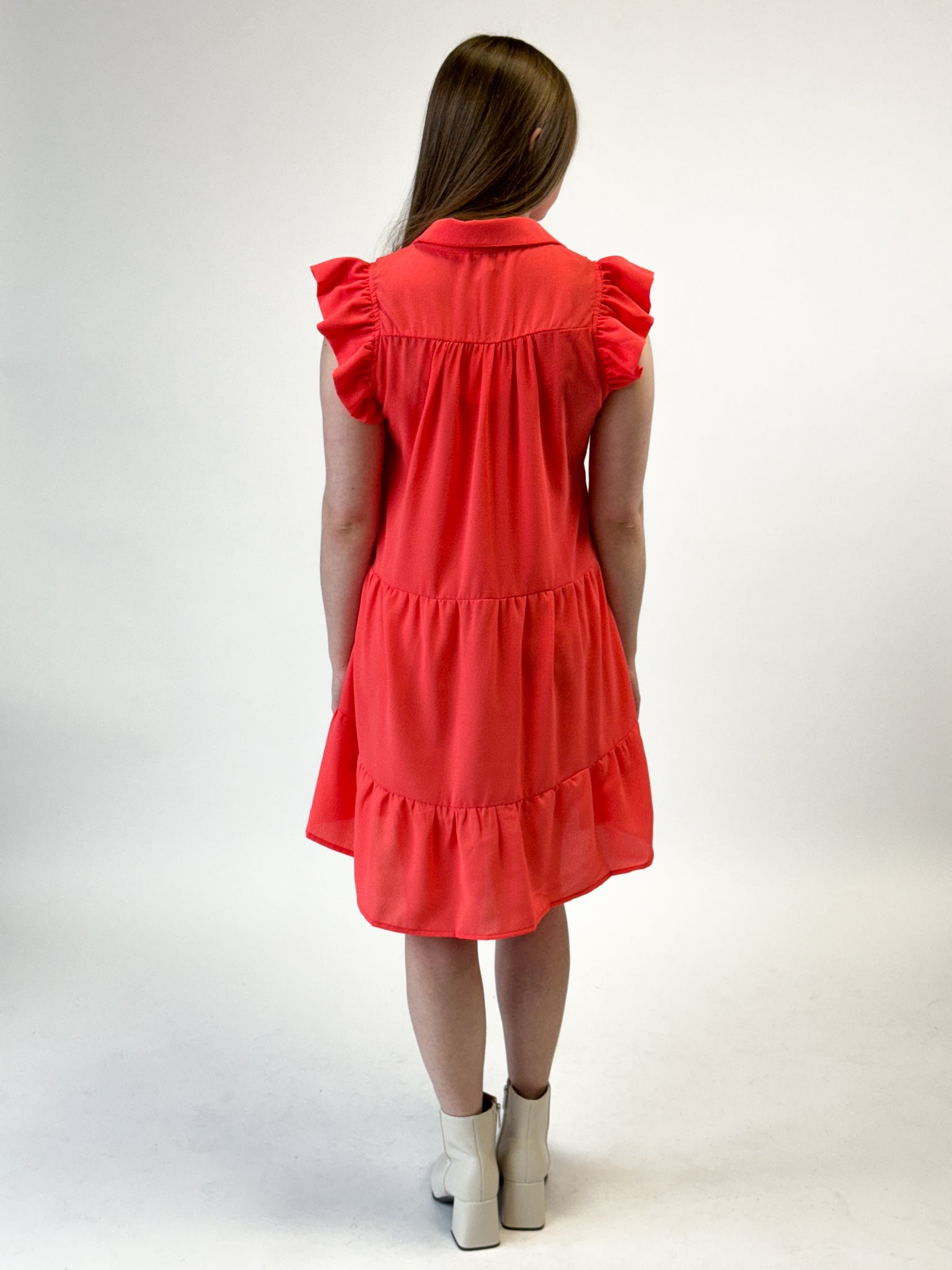 Coral Pink Tiered Dress