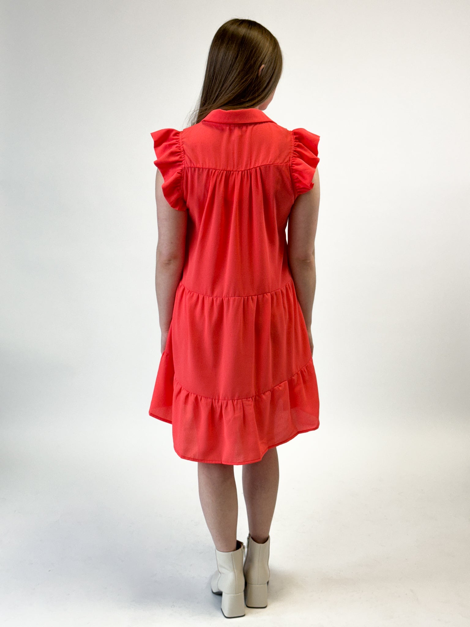 Coral Pink Tiered Dress
