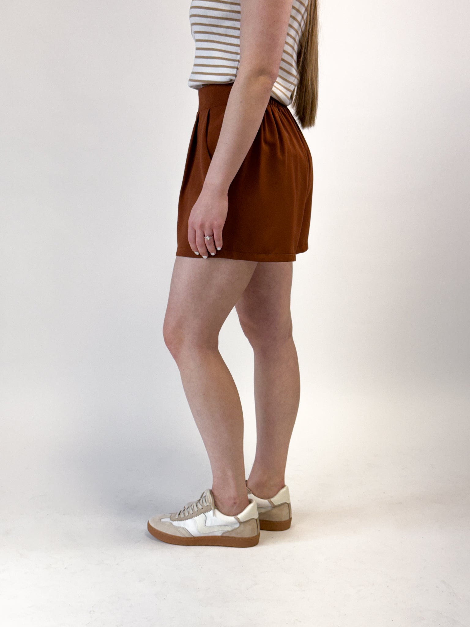 Front Pleated Dress Shorts - Toffee