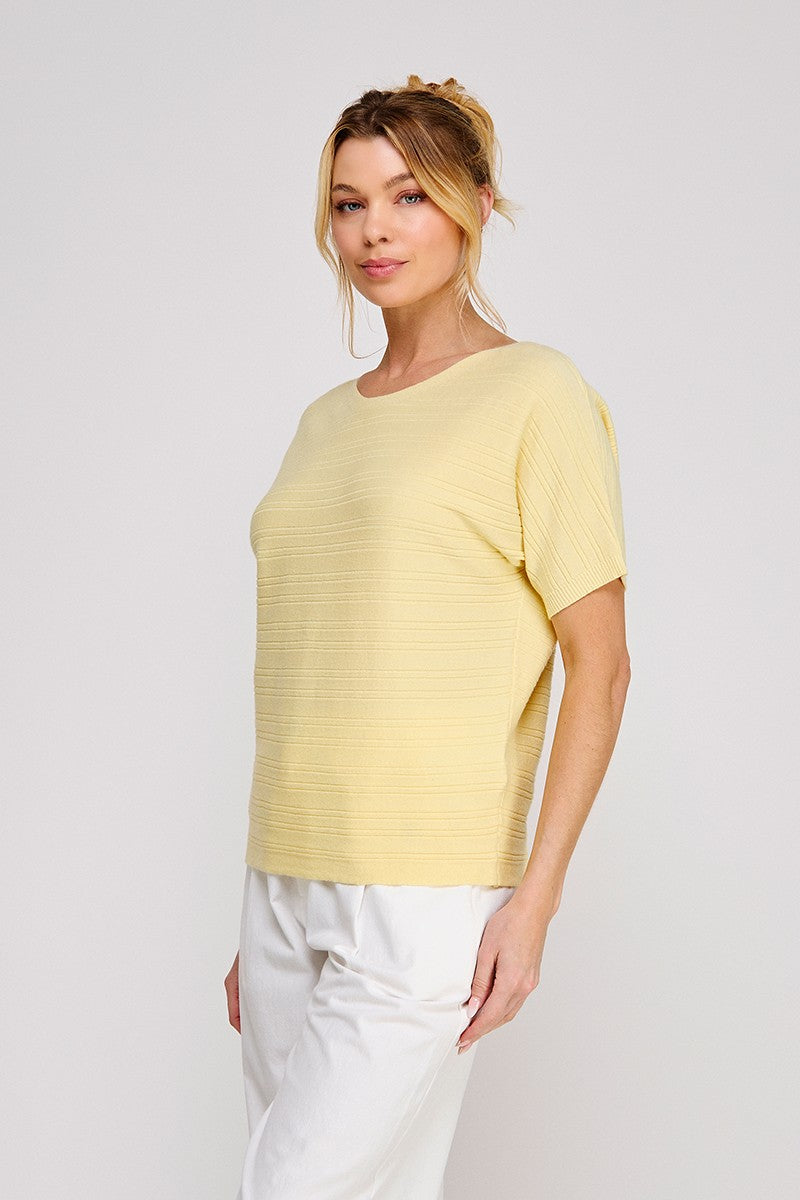 Variegated Rib Short Sleeve Top