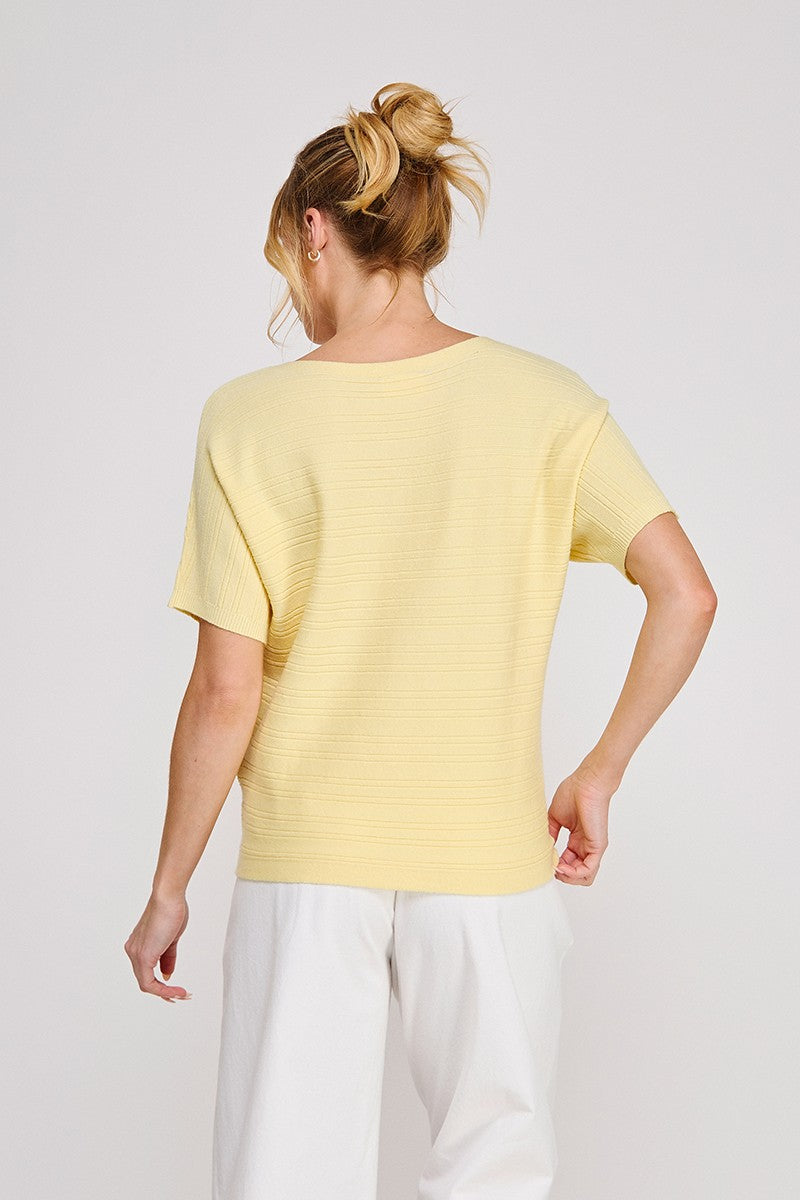 Variegated Rib Short Sleeve Top