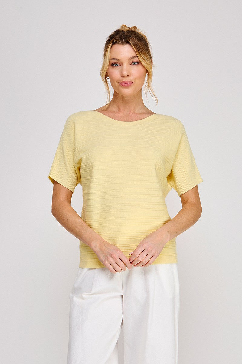Variegated Rib Short Sleeve Top
