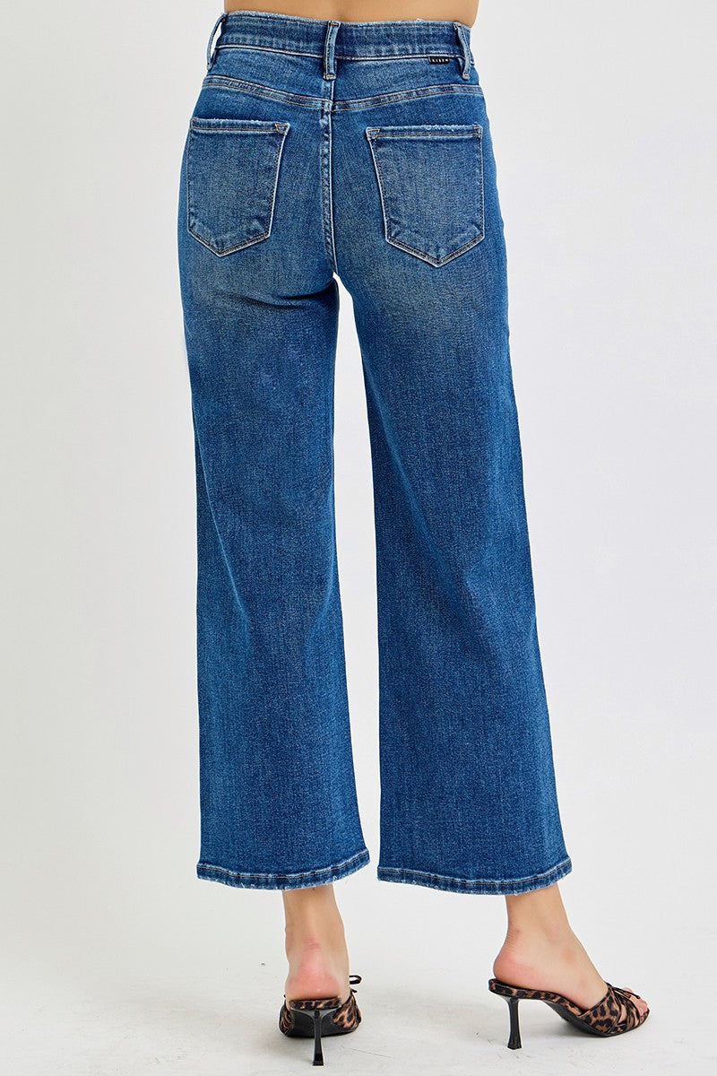 Risen TC EB High Rise Crop Wide Jeans