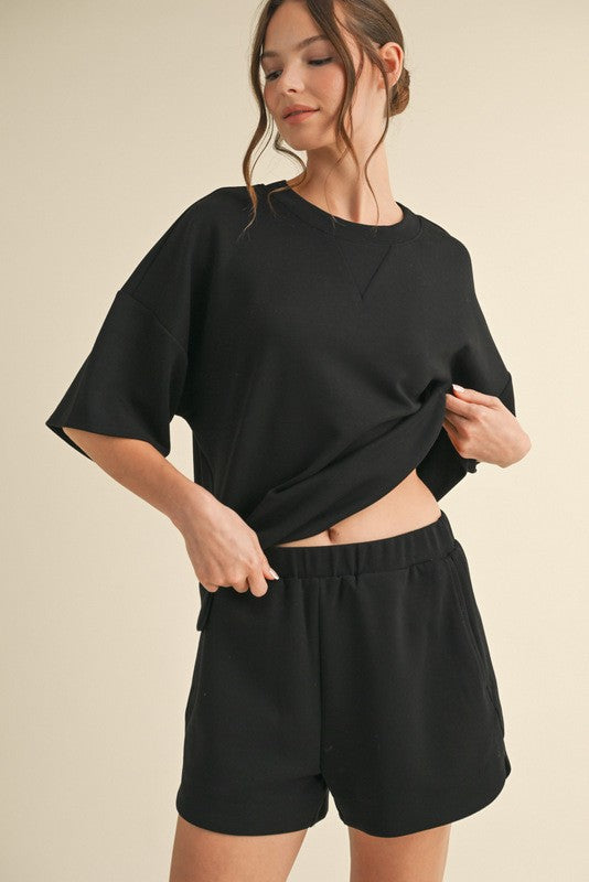 Solid Loungewear Set - Black