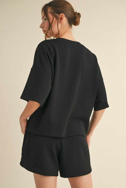 Solid Loungewear Set - Black