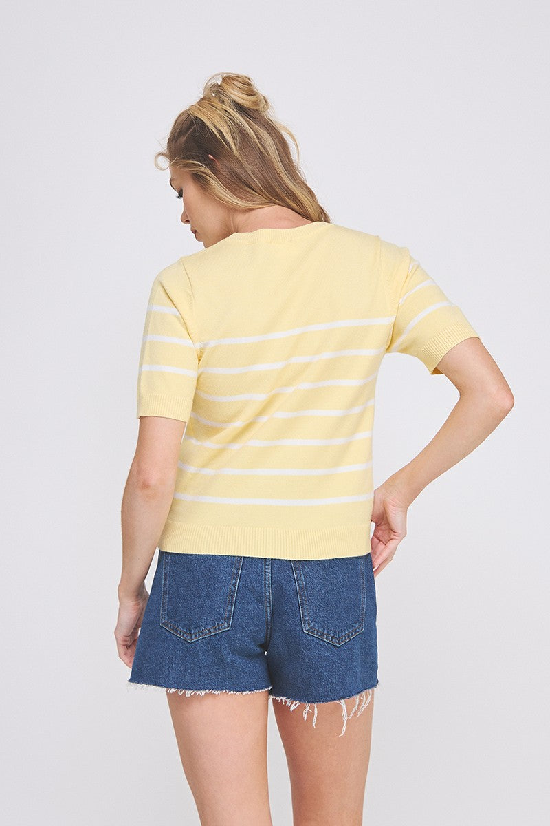 Short Sleeve Preppy Striped Top