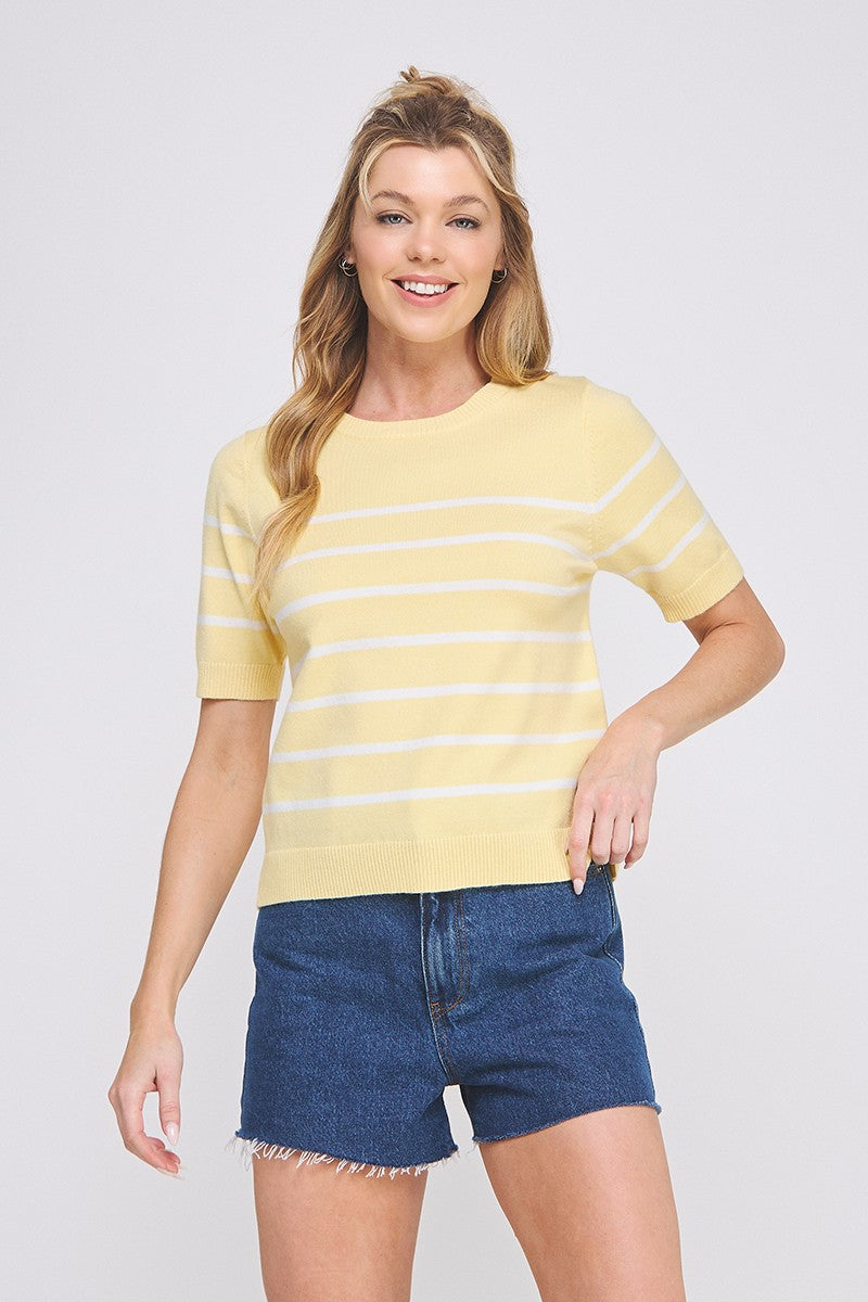 Short Sleeve Preppy Striped Top