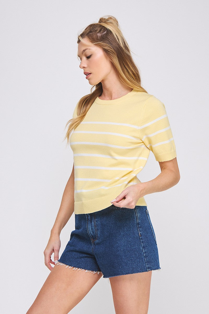 Short Sleeve Preppy Striped Top