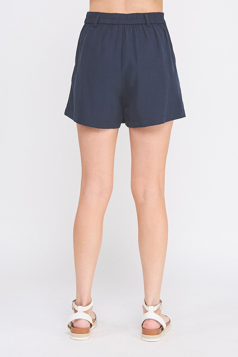 Flowy Pleat Elastic Waist Back Tennis Shorts