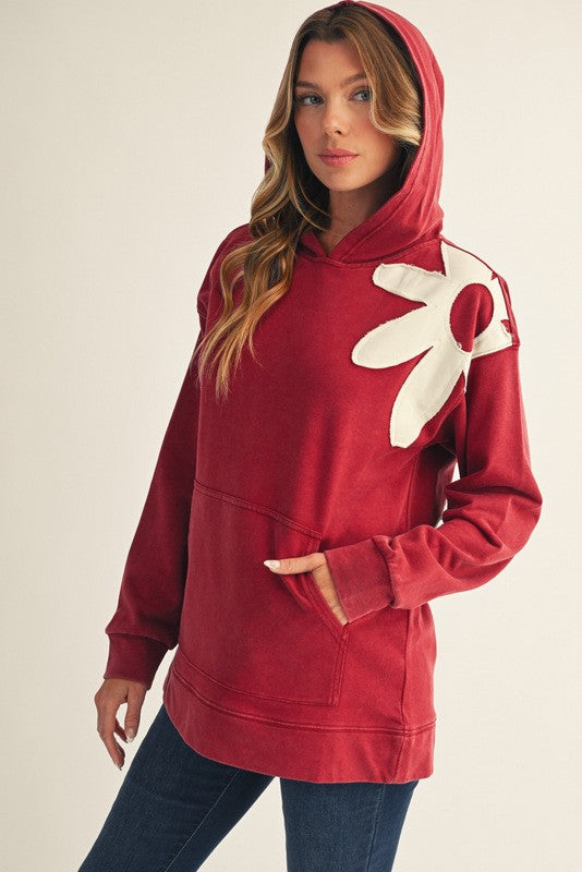 Floral Patched Casual Hoodie