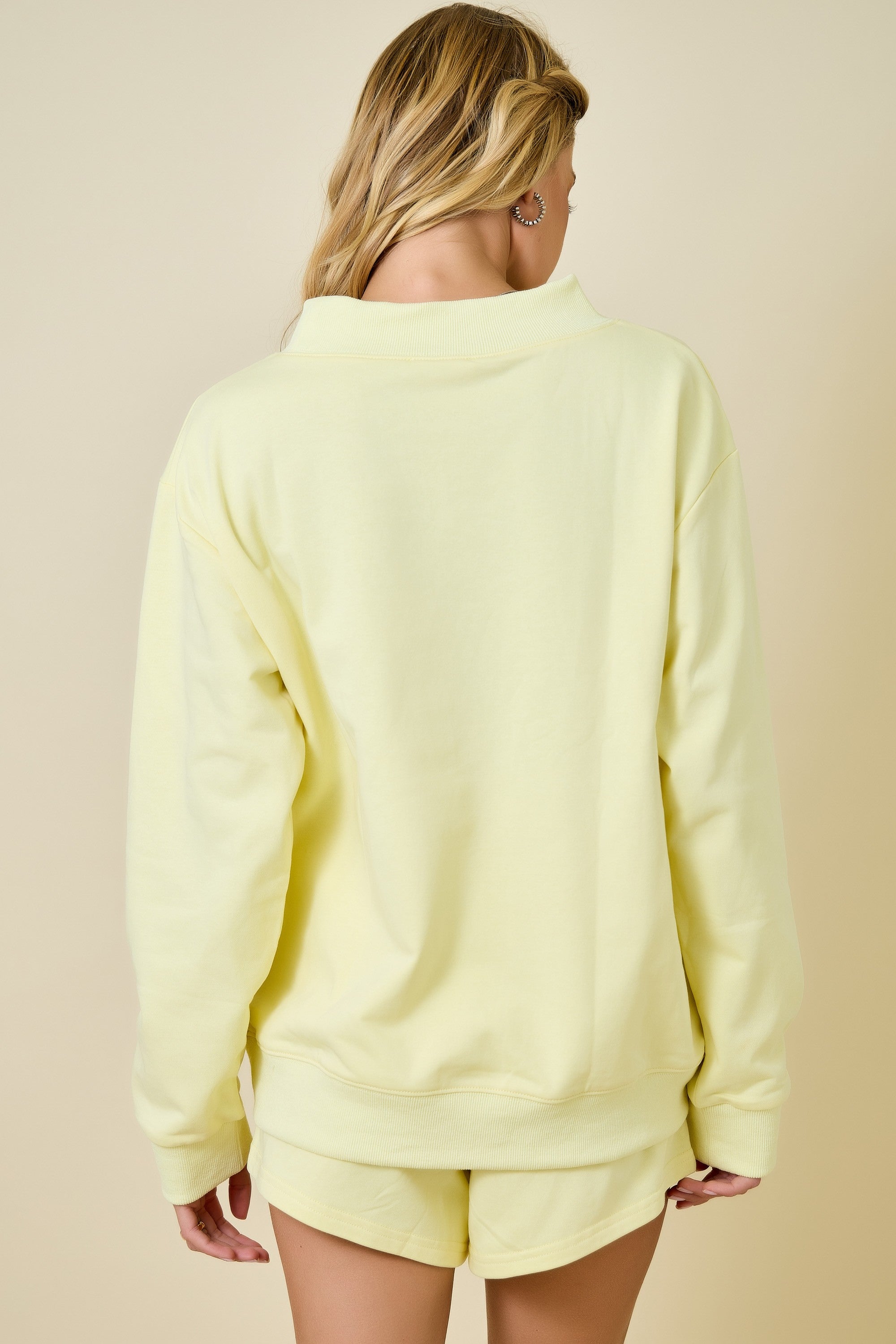 Mock Neck Terry Sweatshirt W/ Neck Band