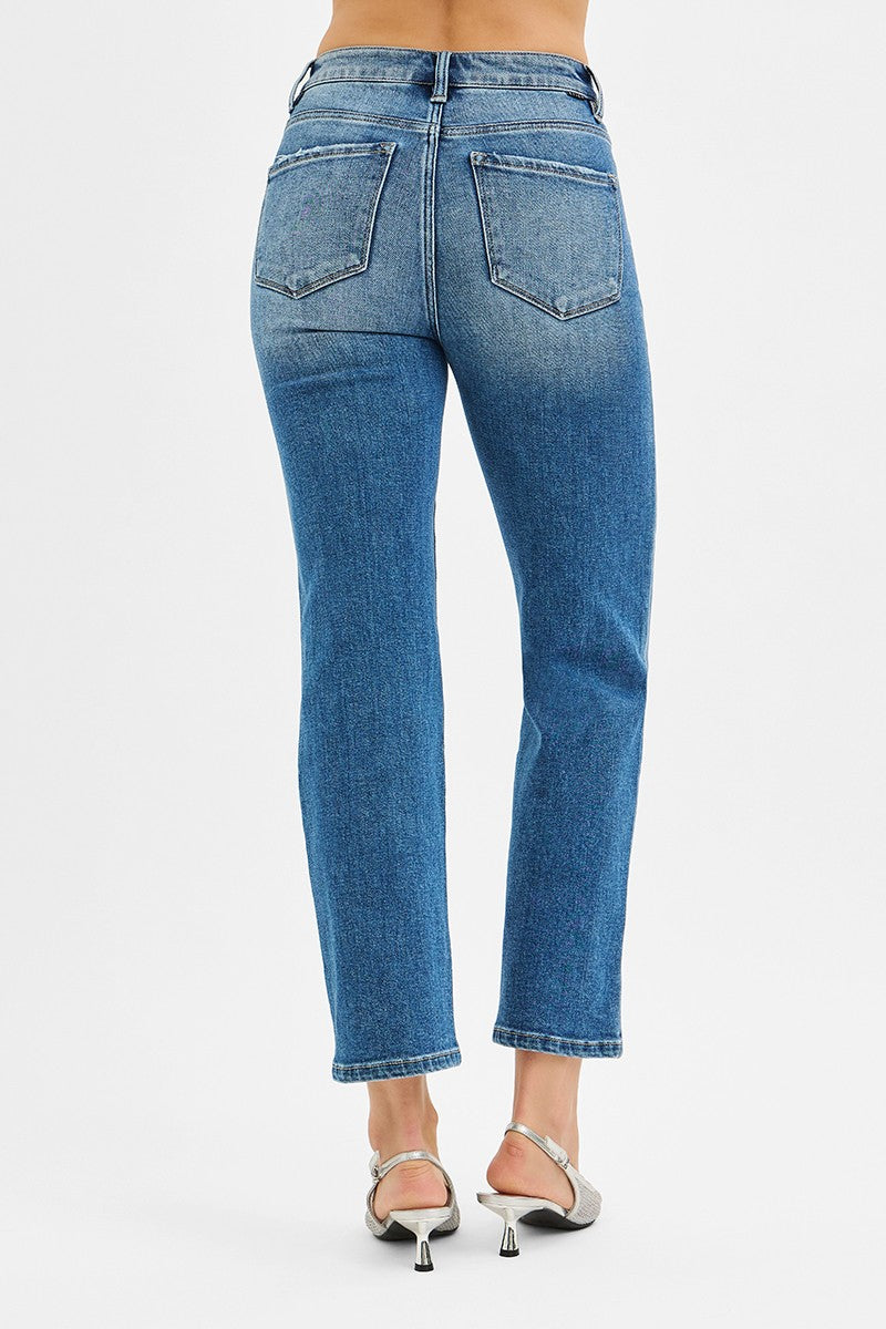 Risen TC-High Rise Crop Straight Jeans