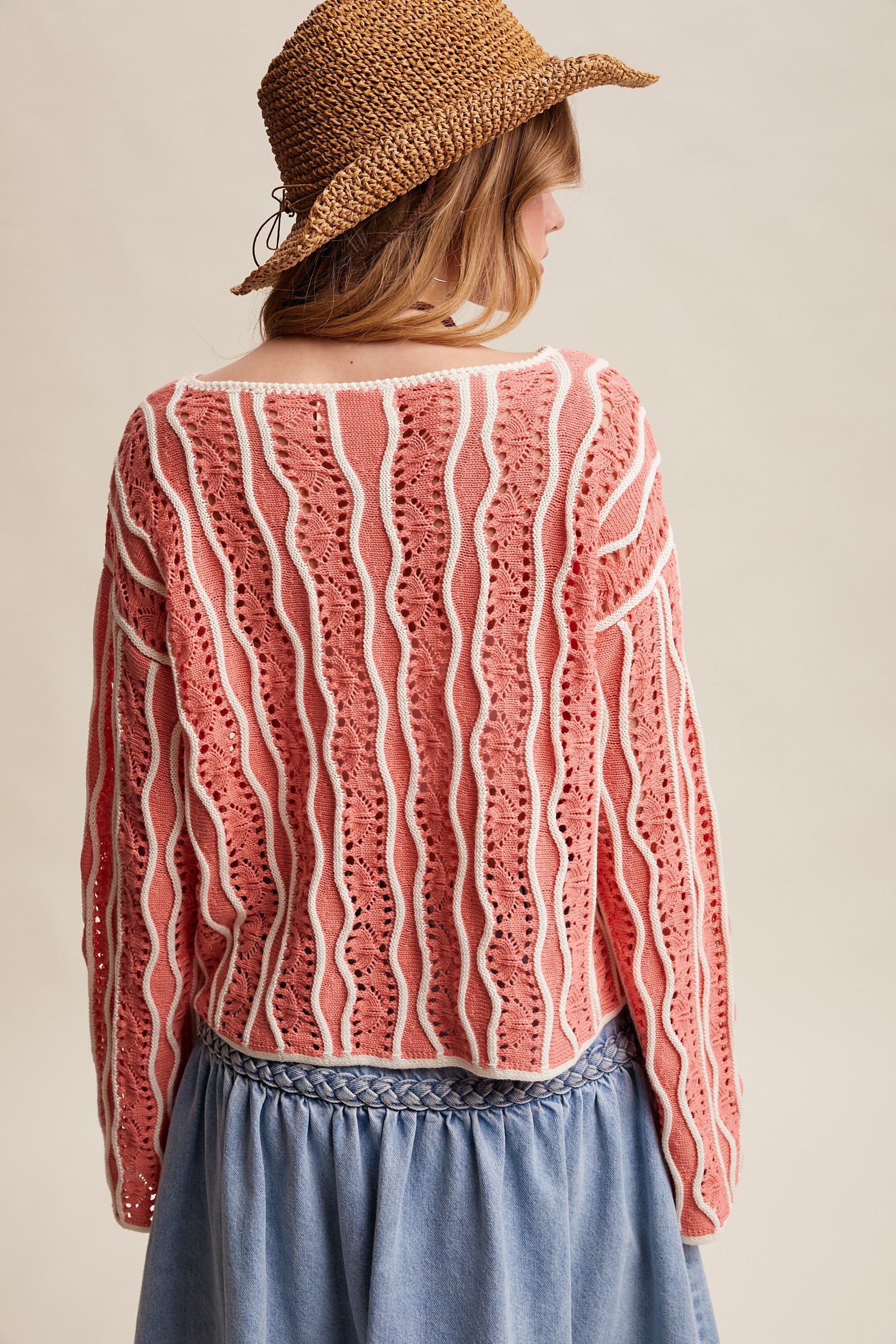 Swirly Striped Flare Knit Sweater