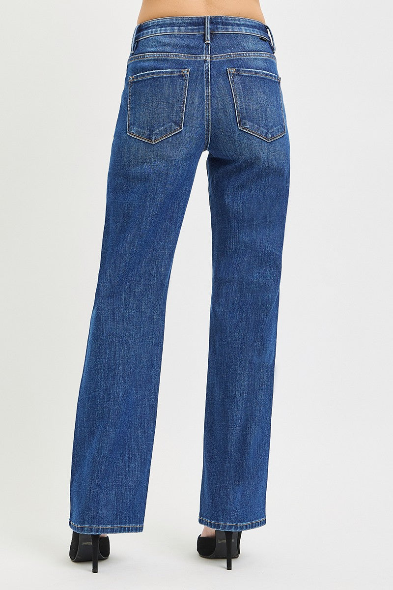 Risen Straight Leg Jeans - Dark