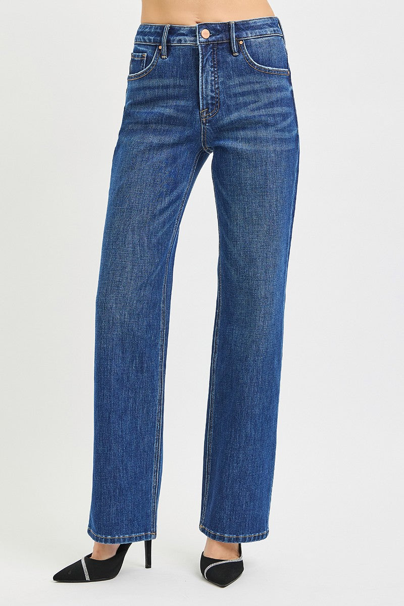 Risen Straight Leg Jeans - Dark