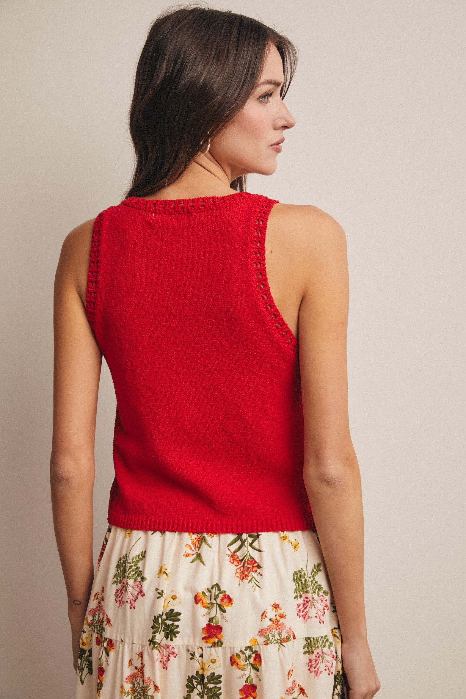 Crochet Trim Knit Tank