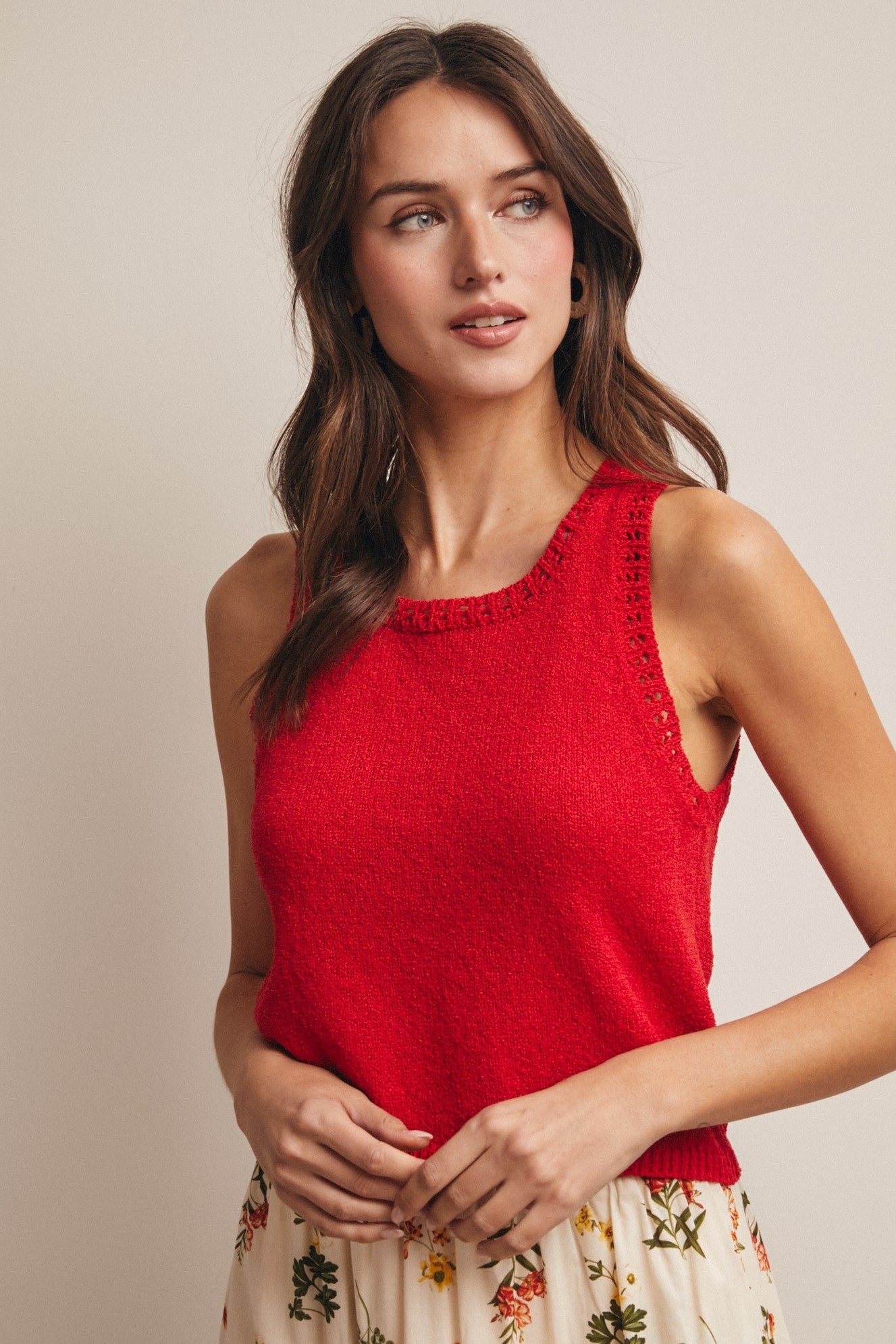 Crochet Trim Knit Tank