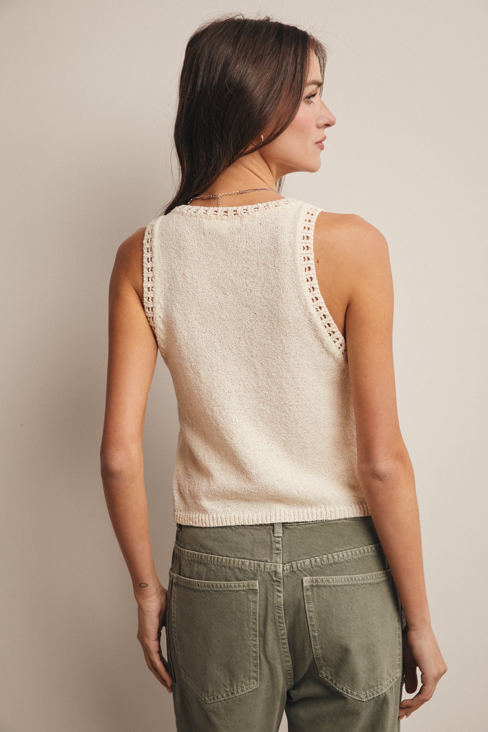Crochet Trim Knit Tank