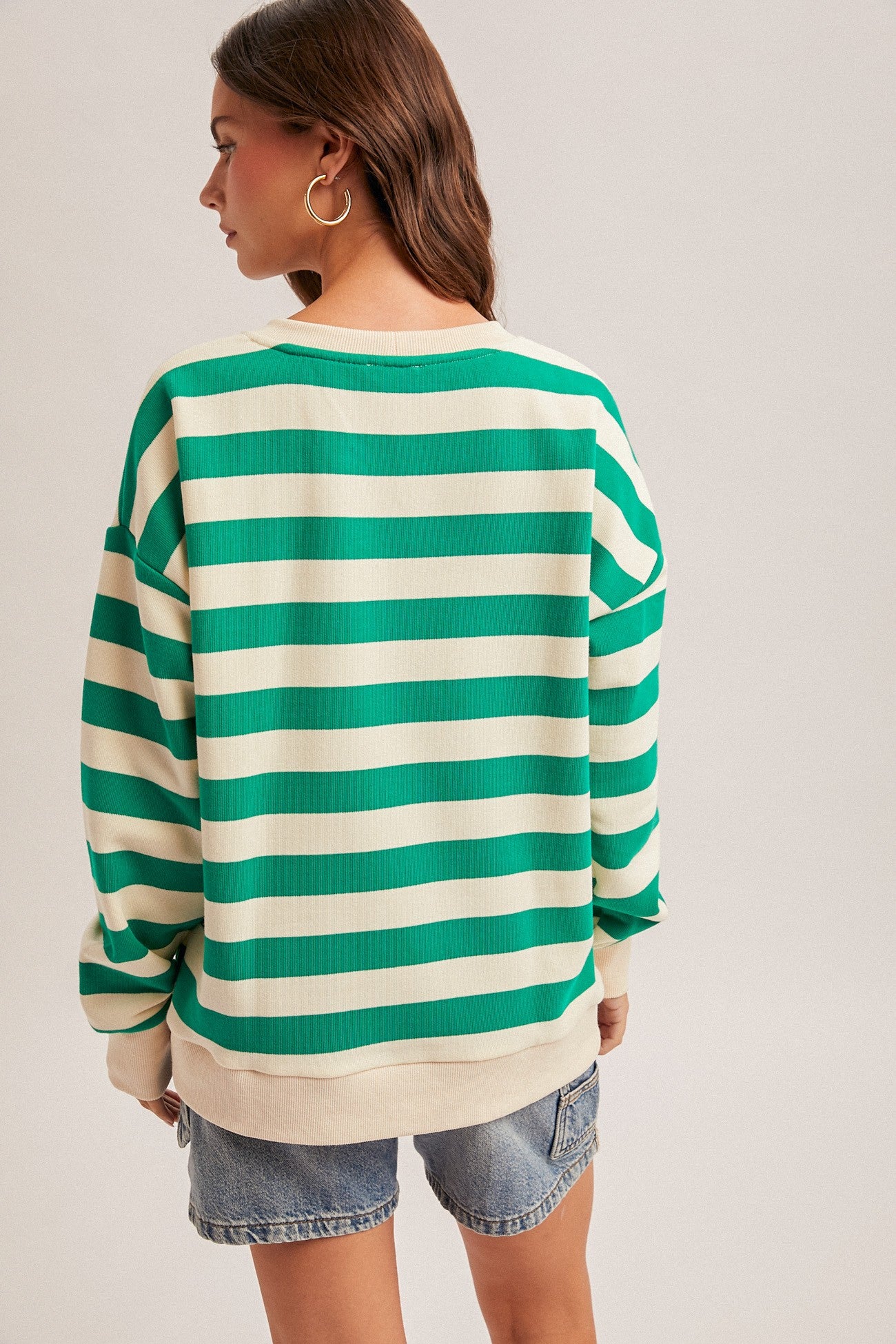 Oversized Stripe French Terry Sweatshirt