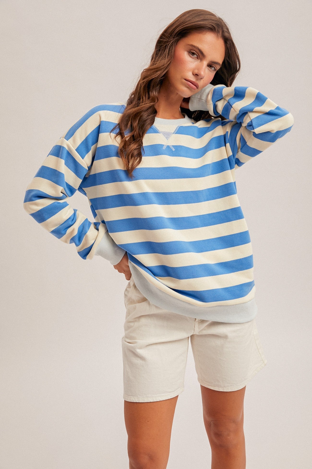 Oversized Stripe French Terry Sweatshirt