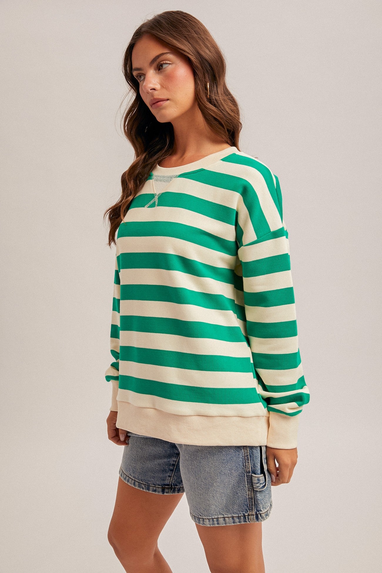 Oversized Stripe French Terry Sweatshirt