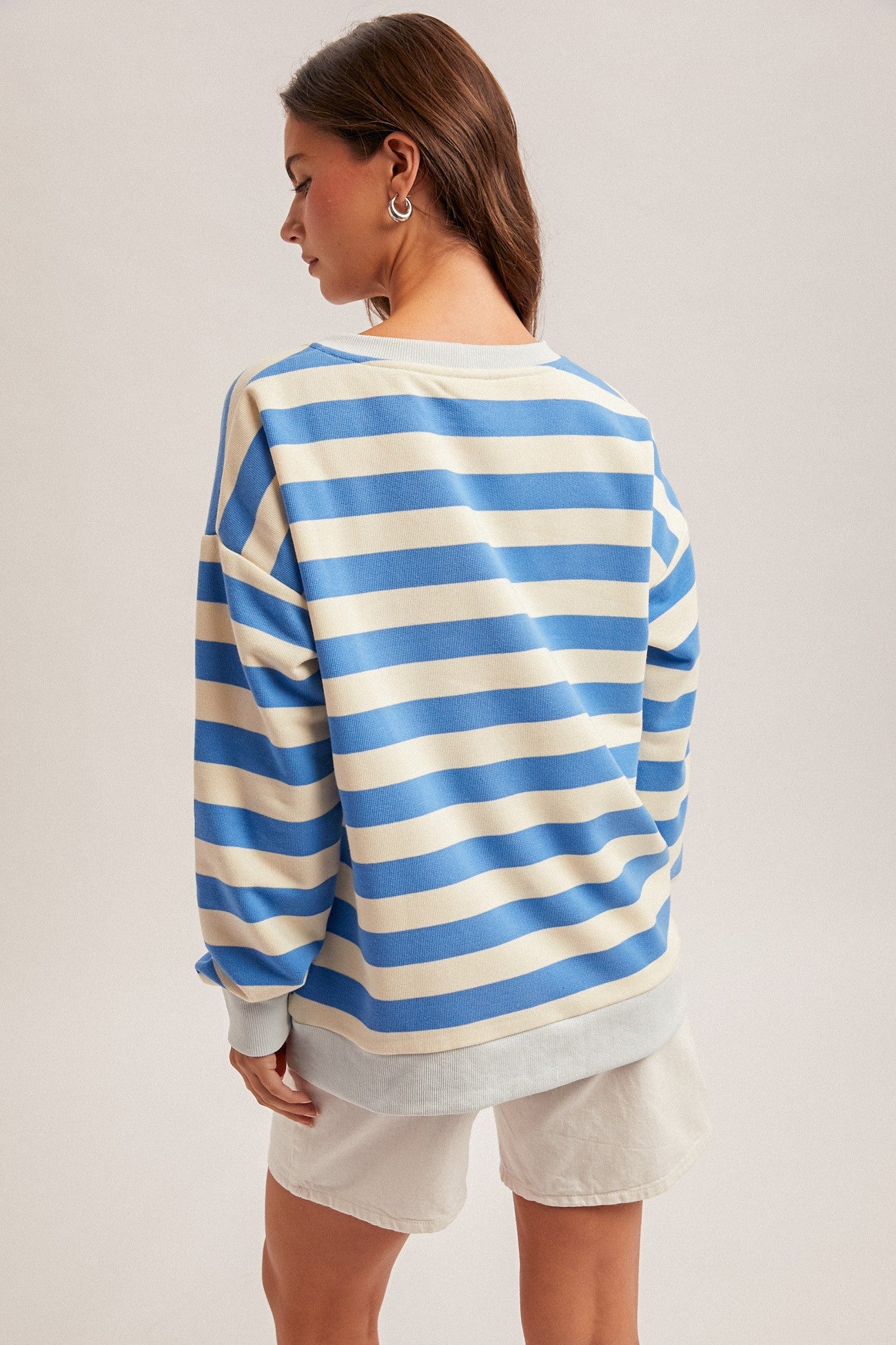 Oversized Stripe French Terry Sweatshirt