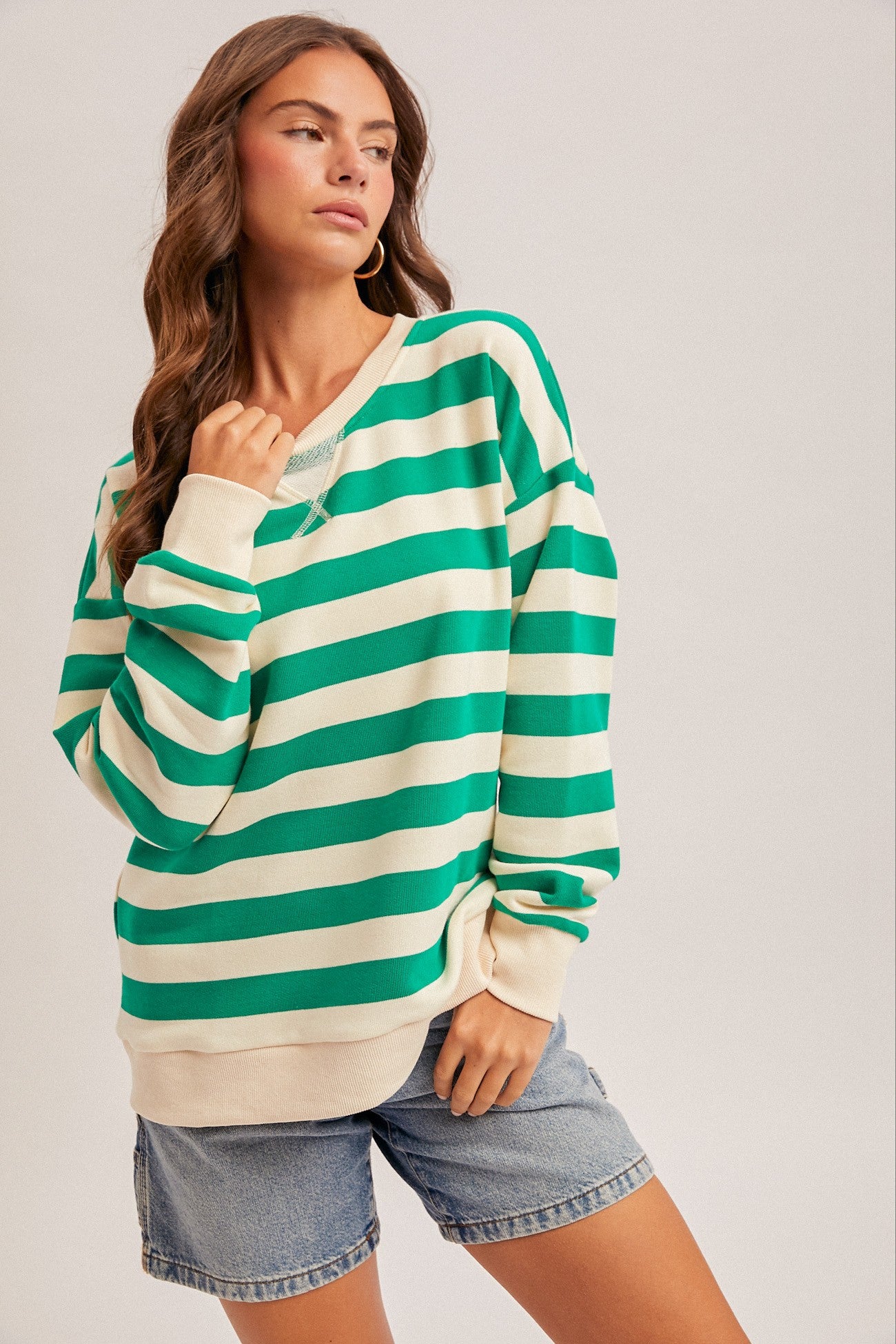 Oversized Stripe French Terry Sweatshirt