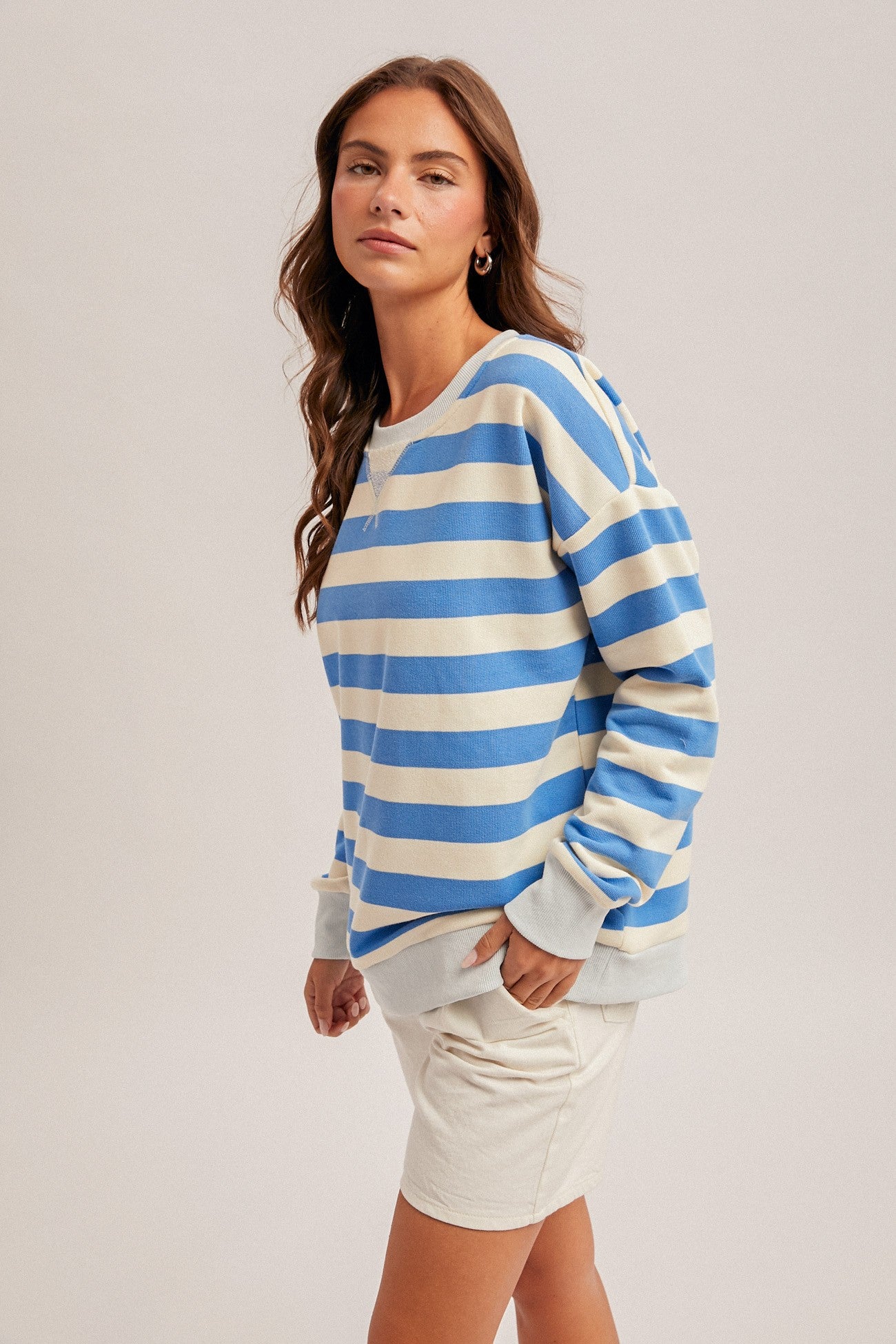 Oversized Stripe French Terry Sweatshirt