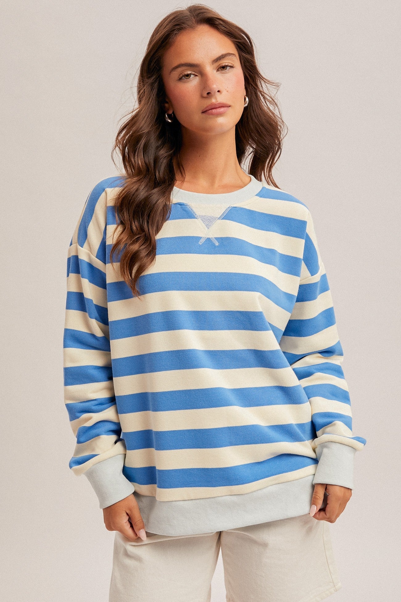 Oversized Stripe French Terry Sweatshirt