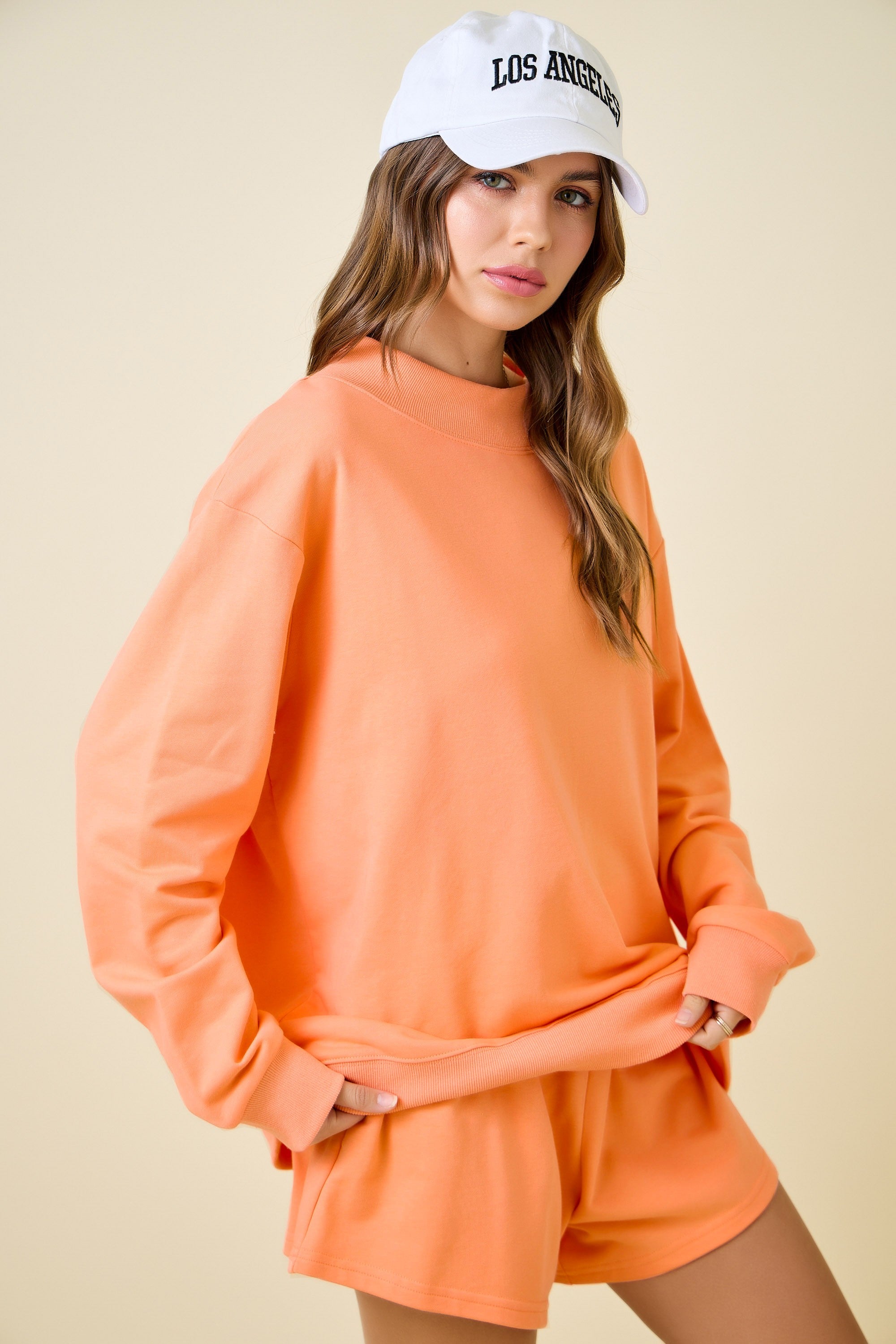 Mock Neck Terry Sweatshirt W/ Neck Band