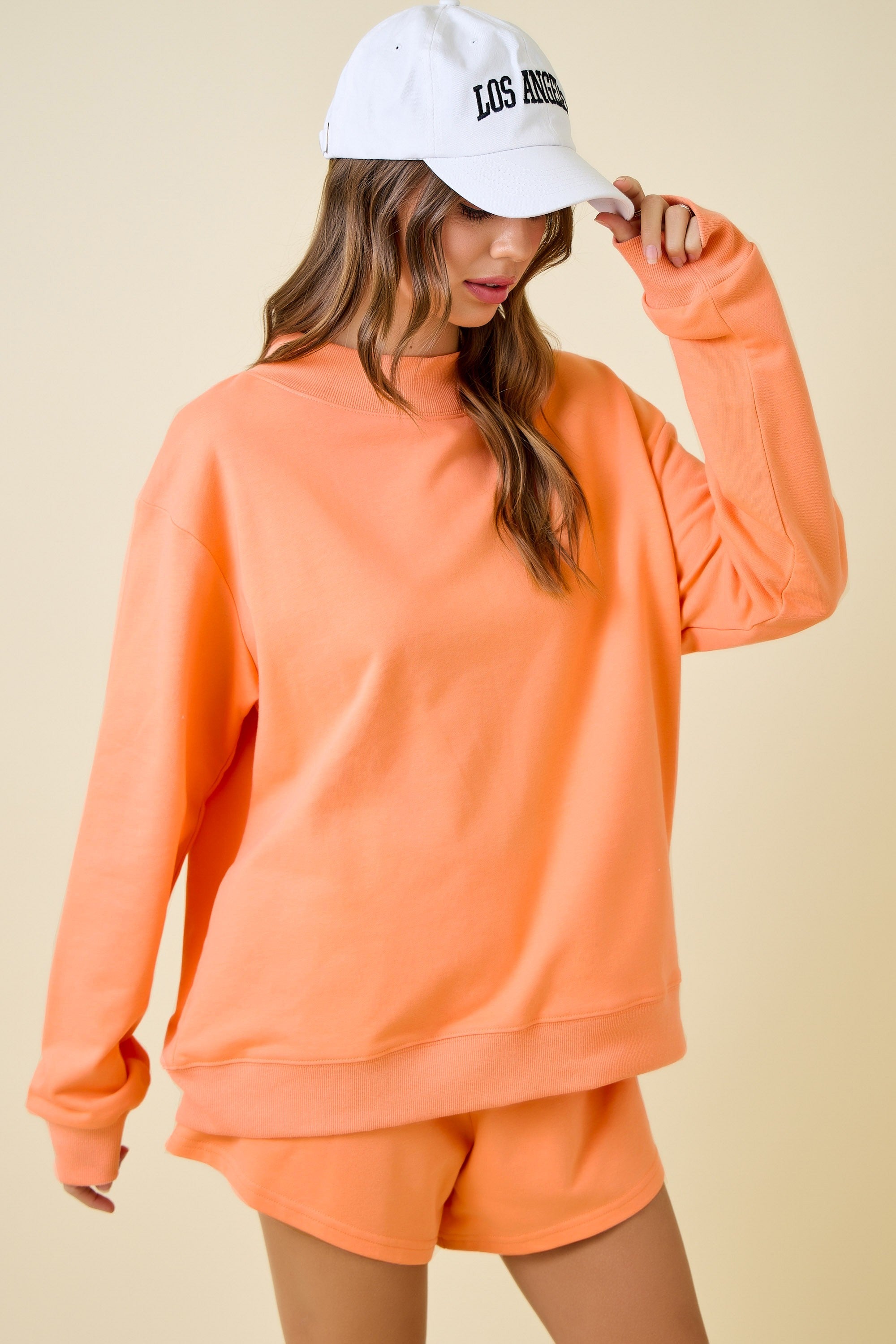 Mock Neck Terry Sweatshirt W/ Neck Band