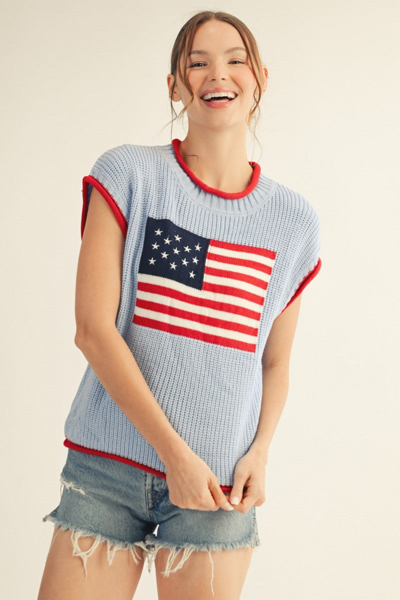 American Flag Lightweight Sweater