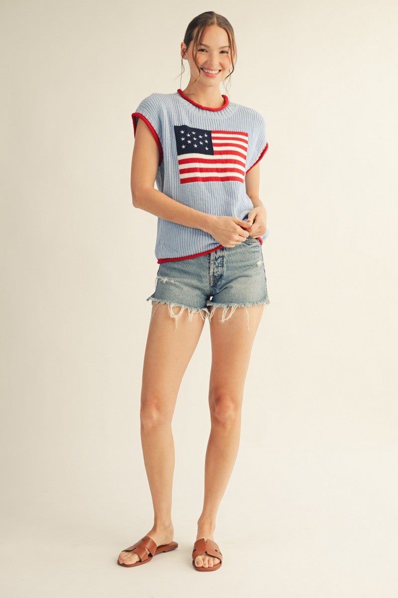 American Flag Lightweight Sweater