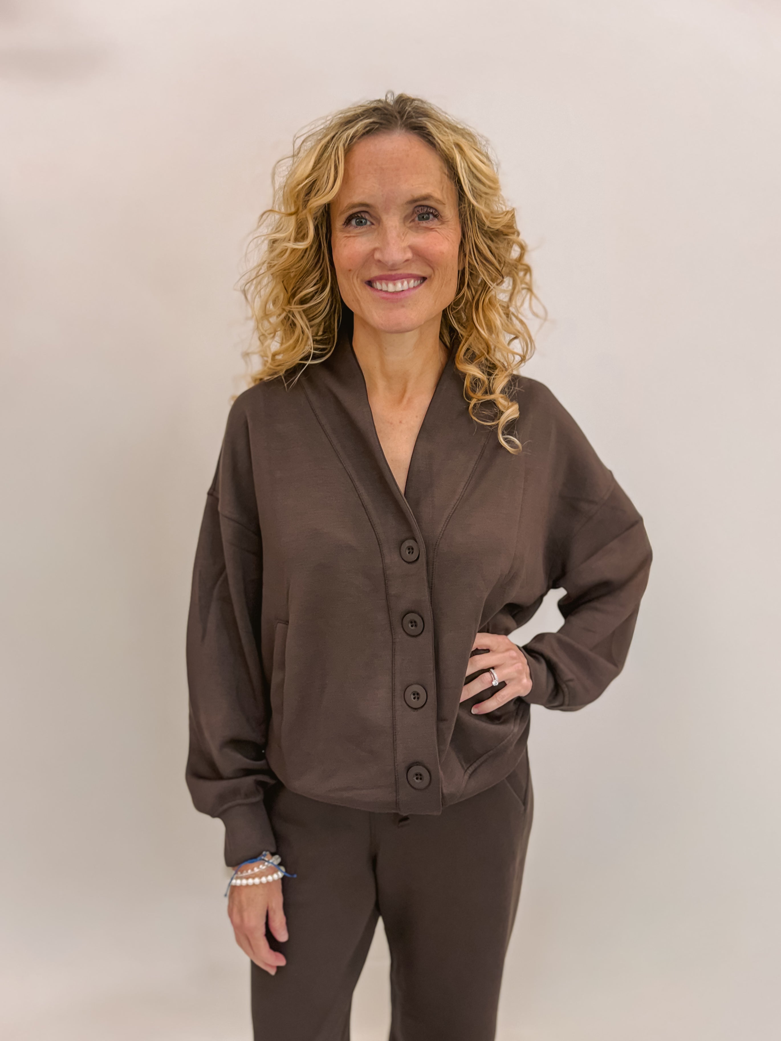 Scuba Button Cardigan