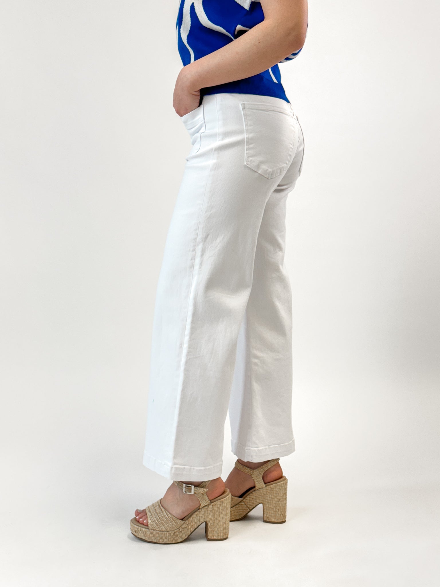 KUT Meg High Rise Wide Leg Jeans - White