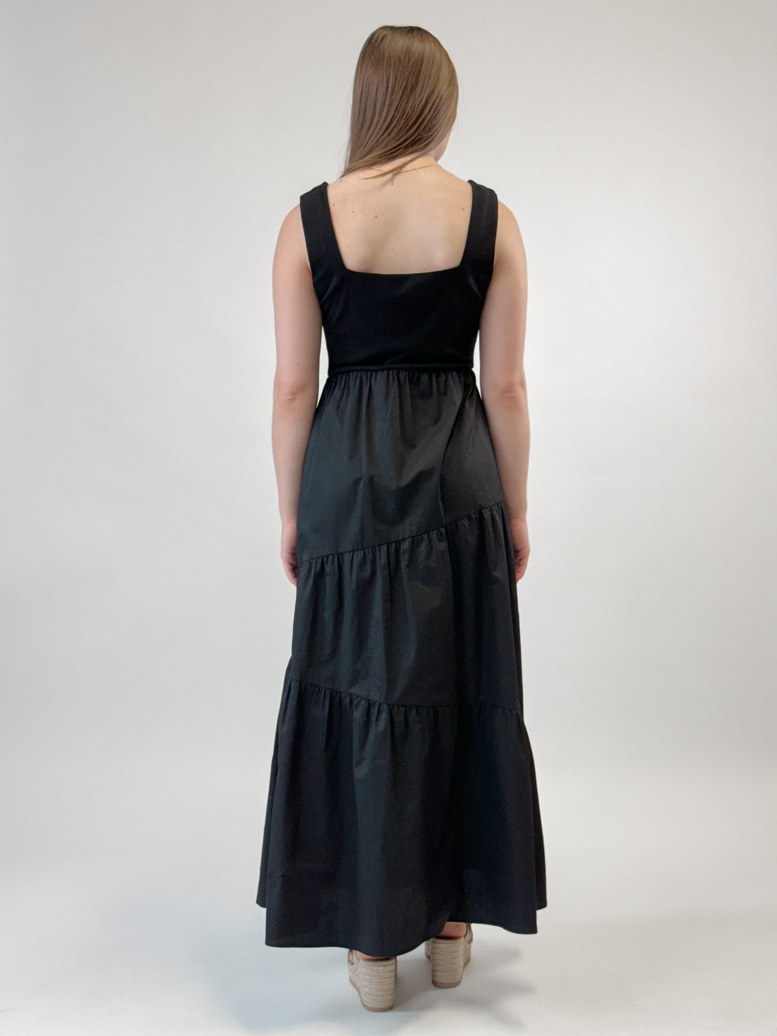 Square Neck Maxi Dress - Black