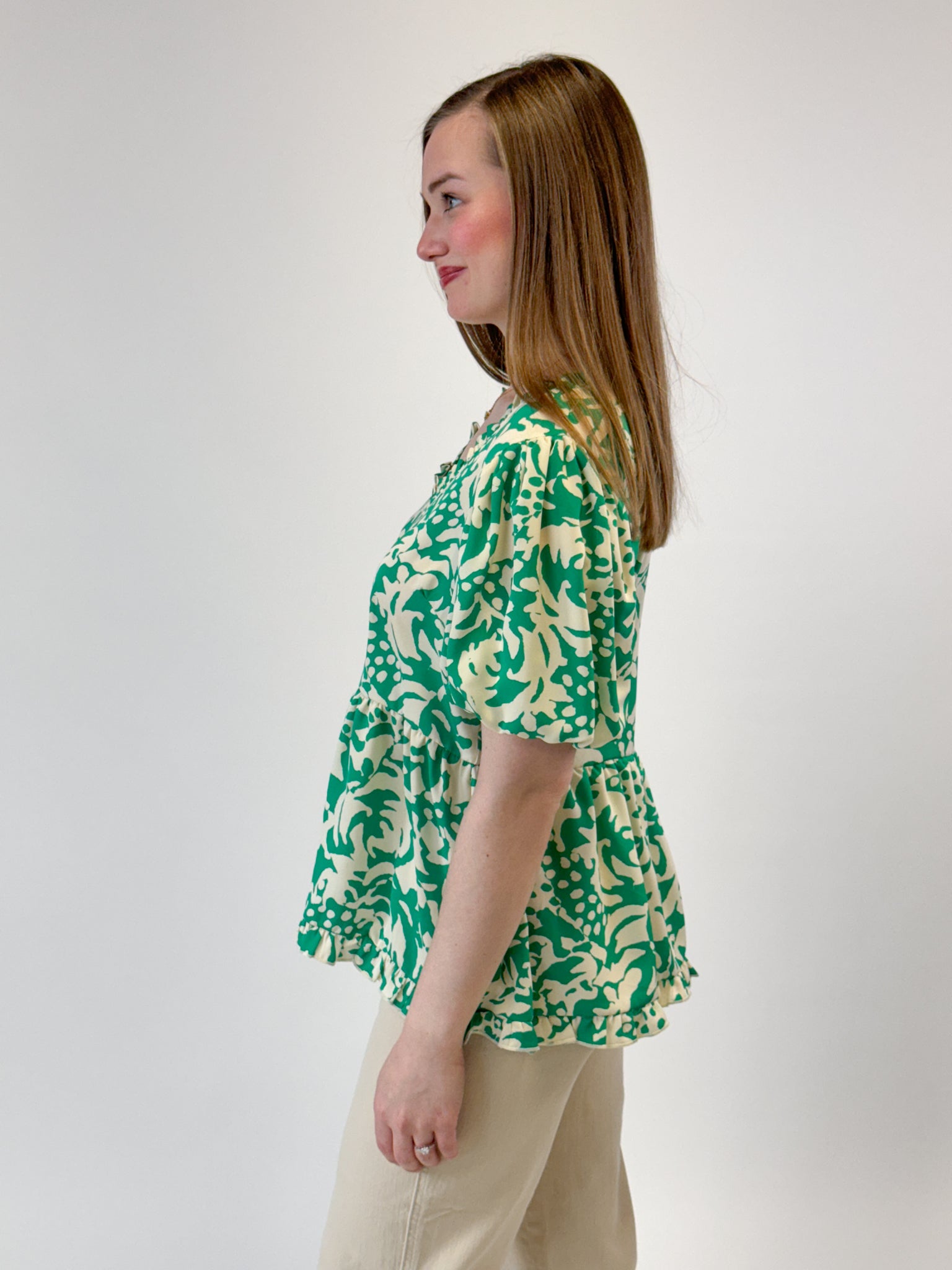 Emerald Green Floral Blouse
