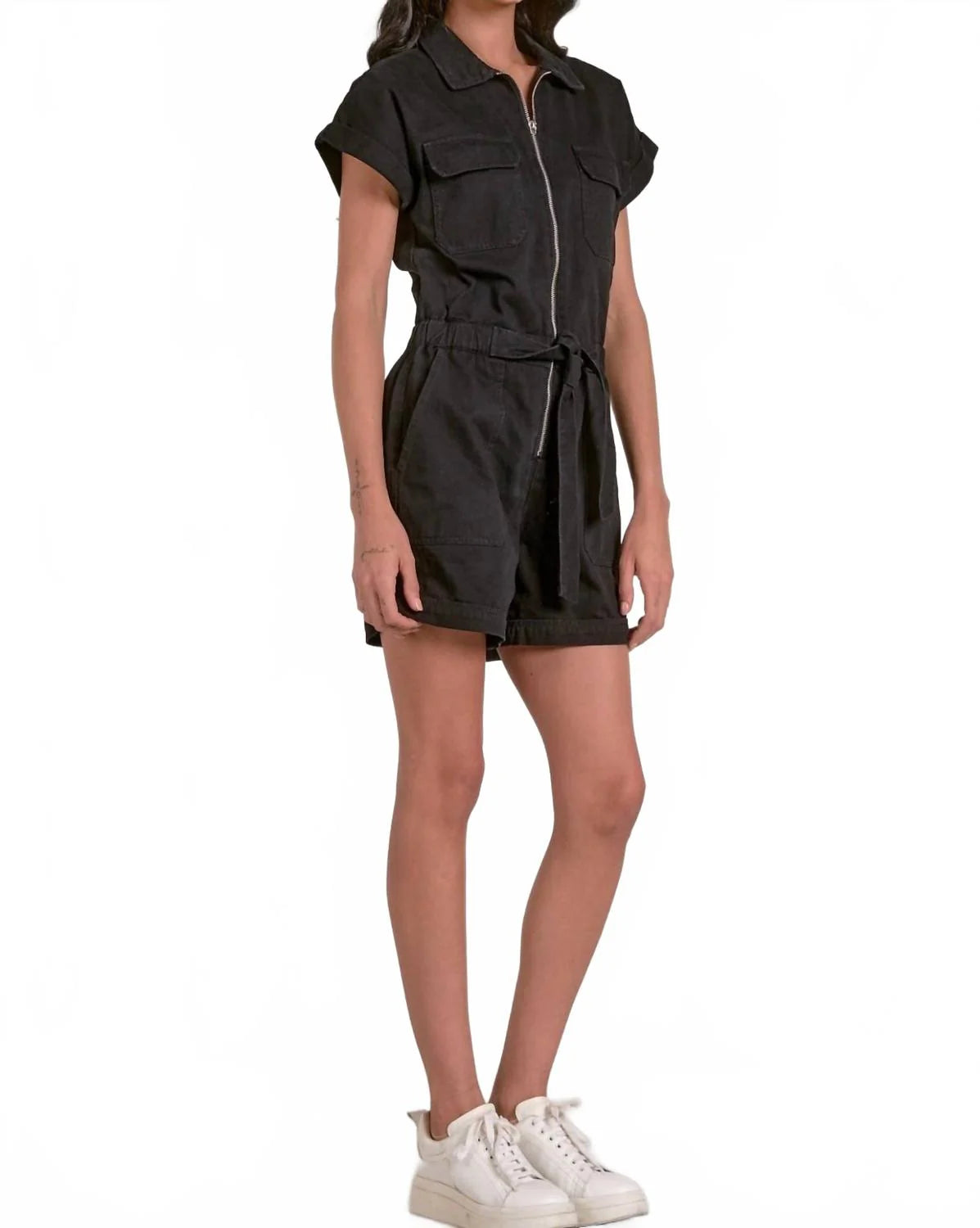 Elan Romper S/S Zipper Belt