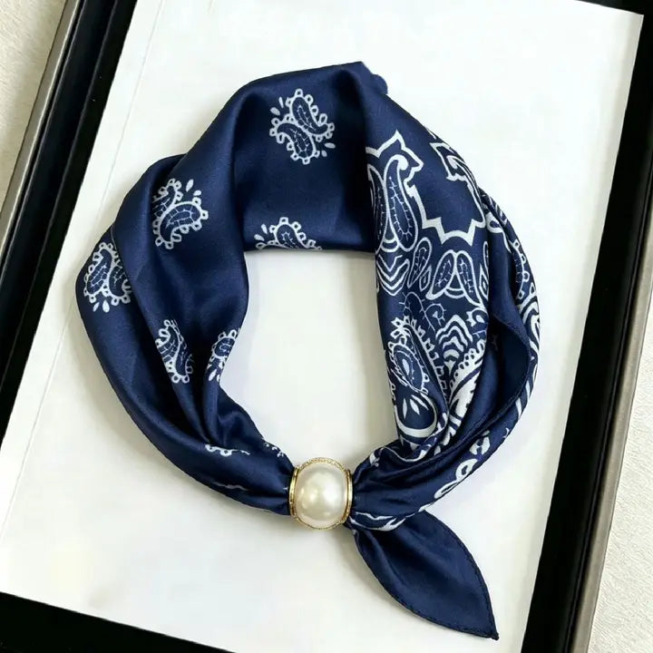 Pearl Magnetic Clasp Satin Scarf